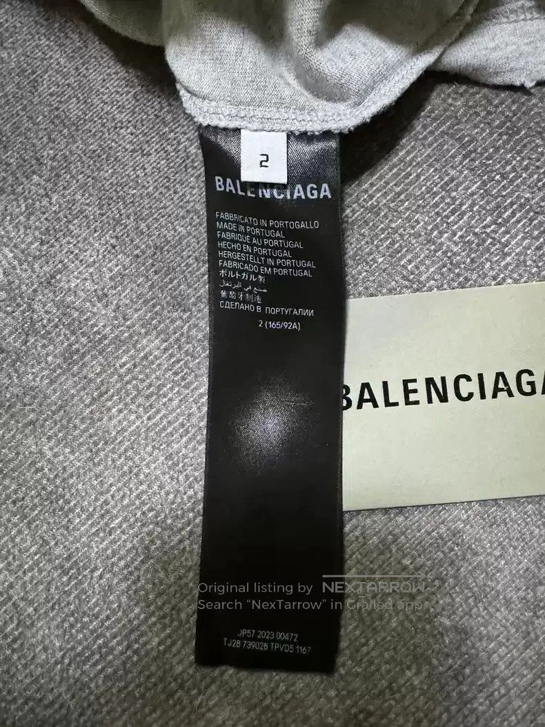Balenciaga Balenciaga 23FW gray Be Kind patch distressed short sleeved Size US M / EU 48-50 / 2 - 4 Thumbnail