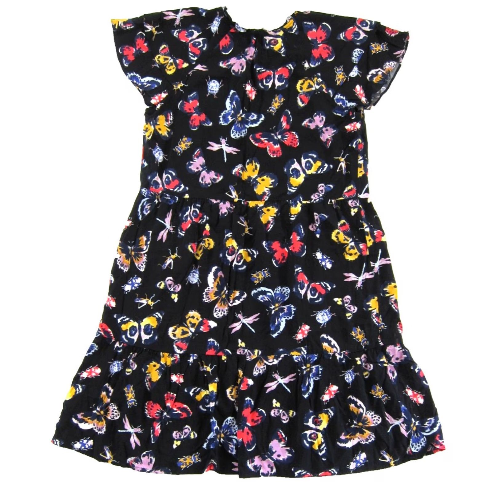 Old Navy Old Navy Butterfly Cap Sleeve Sun Dress M Black Rayon 100% Women's Sundress Knee Length Size M / US 6-8 / IT 42-44 - 2 Thumbnail