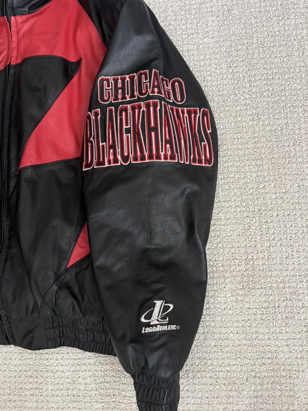 Logo Athletic Signed 1990s Chicago Blackhawks Shark Tooth Leather Jacket Size US M / EU 48-50 / 2 - 4 Thumbnail