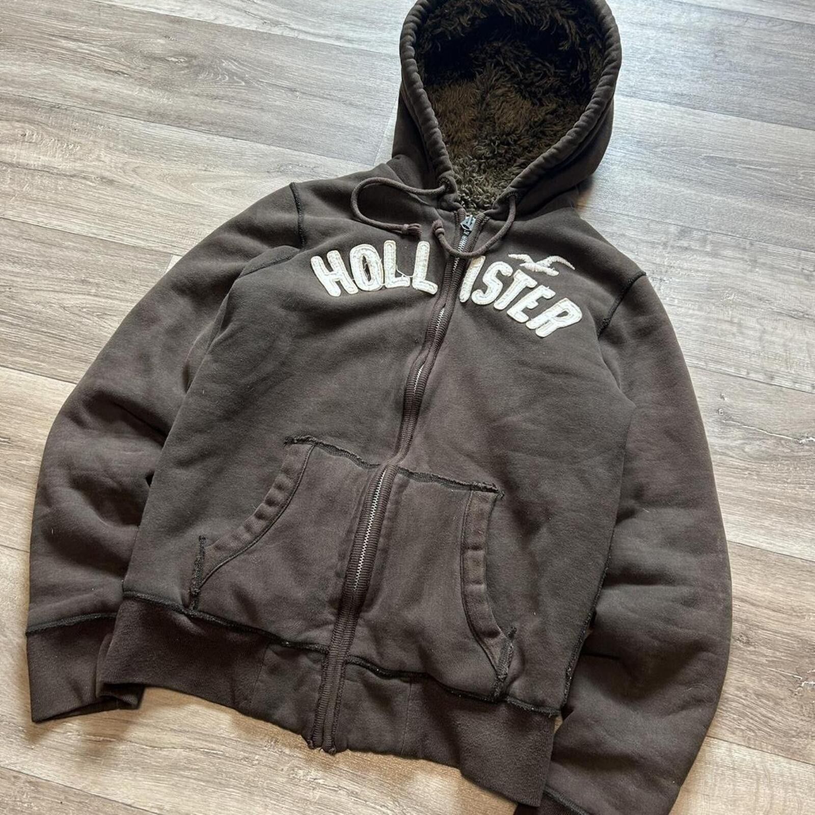 Other Grail Brown Hollister Fur Lined Zip Up Hoodie 00’s Rare M Size US M / EU 48-50 / 2 - 4 Thumbnail