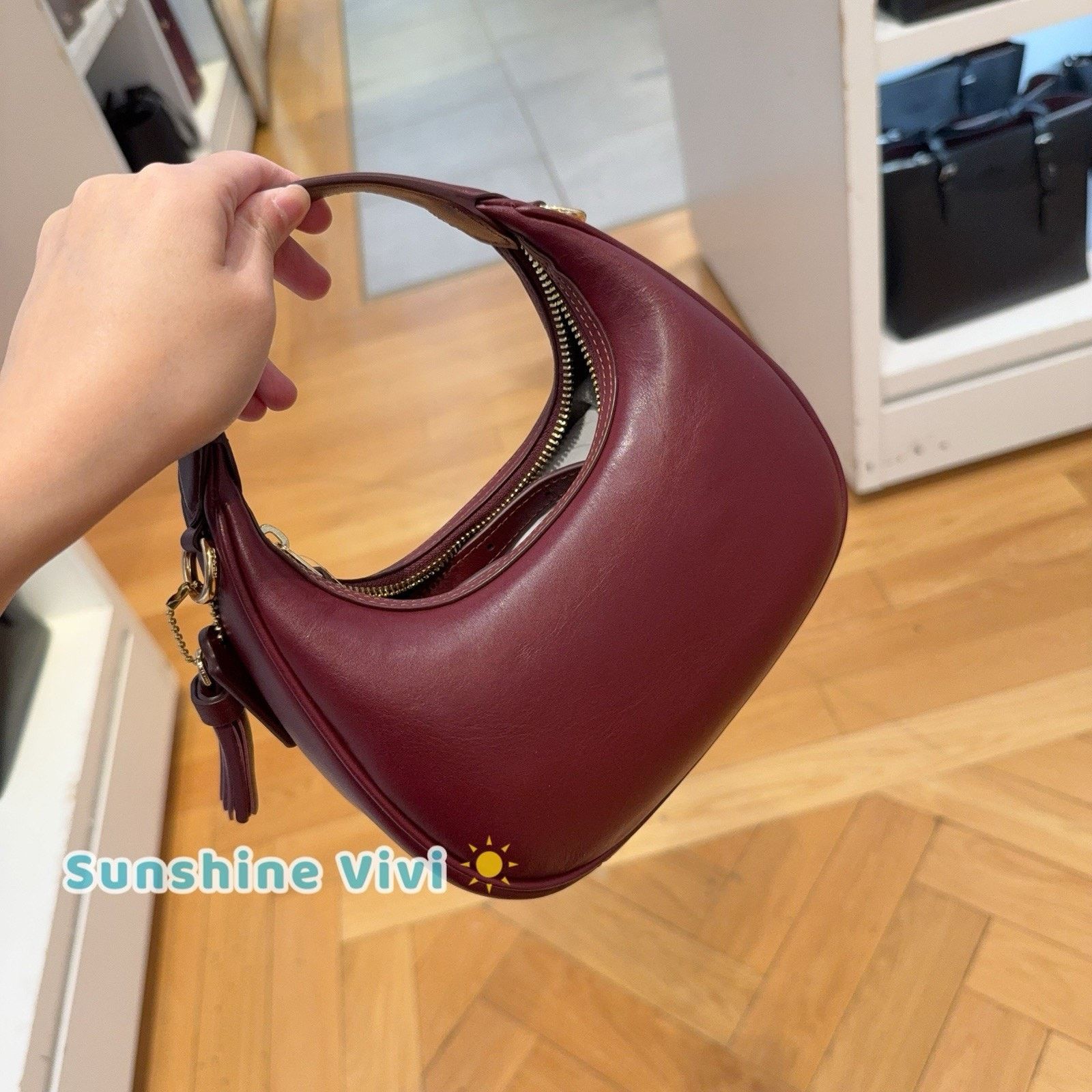 Coach NWT Coach Carmen Mini Crossbody Bag Beaded CCE60 Dark Wine Size ONE SIZE - 4 Thumbnail