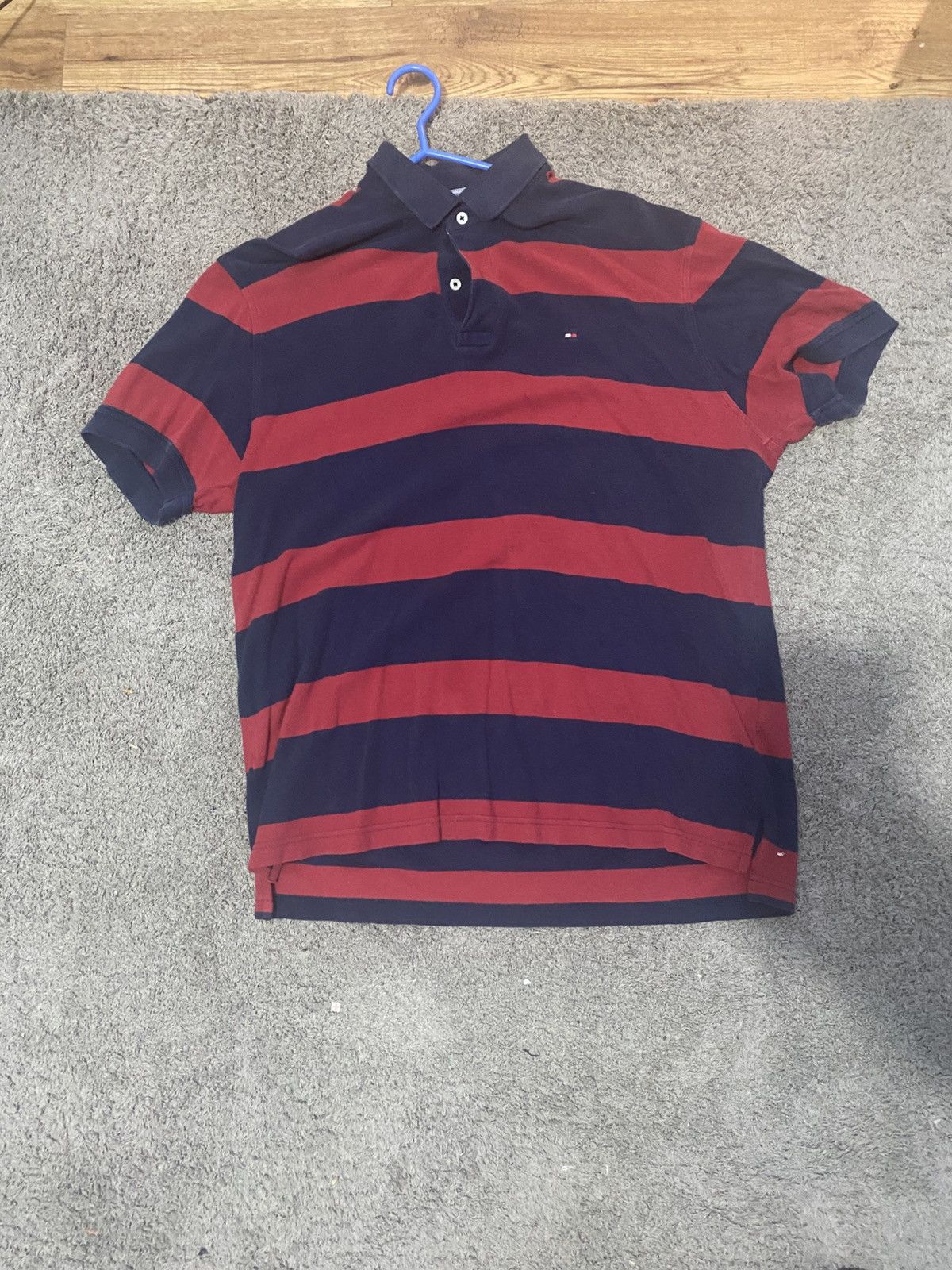 Tommy Hilfiger Red stripped vintage tommy polo Size US L / EU 52-54 / 3 - 1 Thumbnail