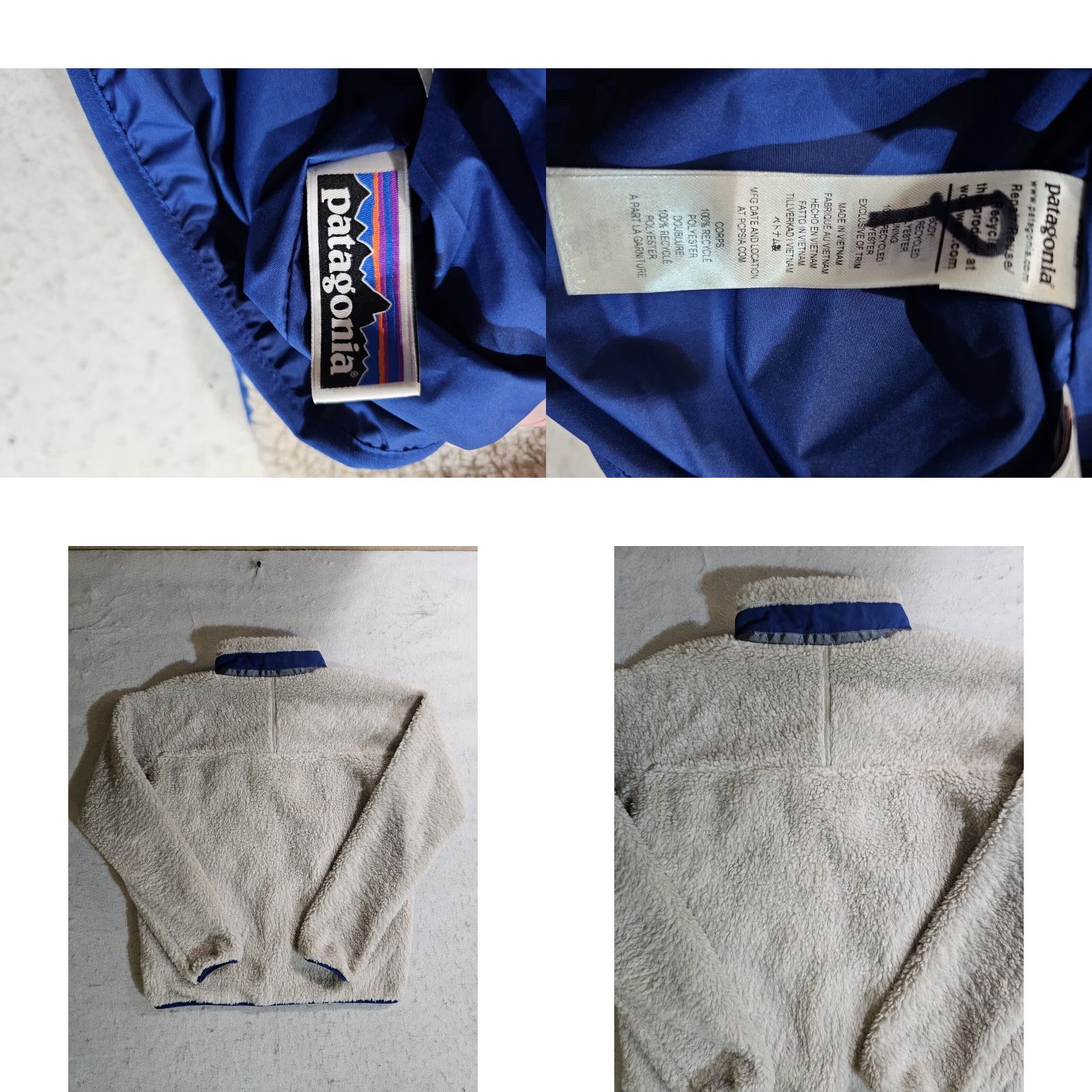 Patagonia VINTAGE Patagonia Retro X Deep Pile Oatmeal & Navy Full Zip Girls Sz 2XL 16-18 Jacket Size XXL / US 16-18 / IT 52-54 - 8 Thumbnail