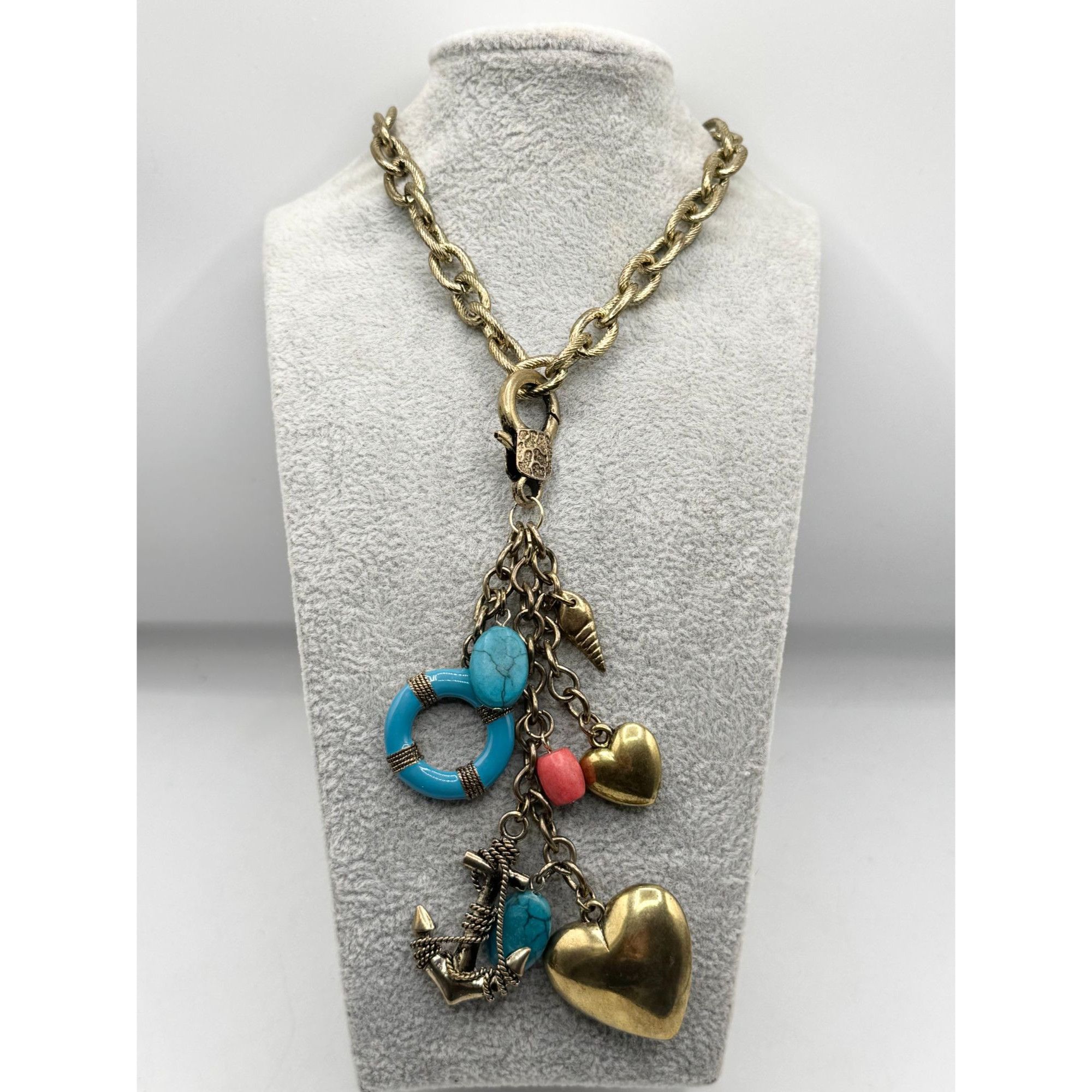Vintage Nautical sea life heart charm pendant necklace Size ONE SIZE - 2 Thumbnail