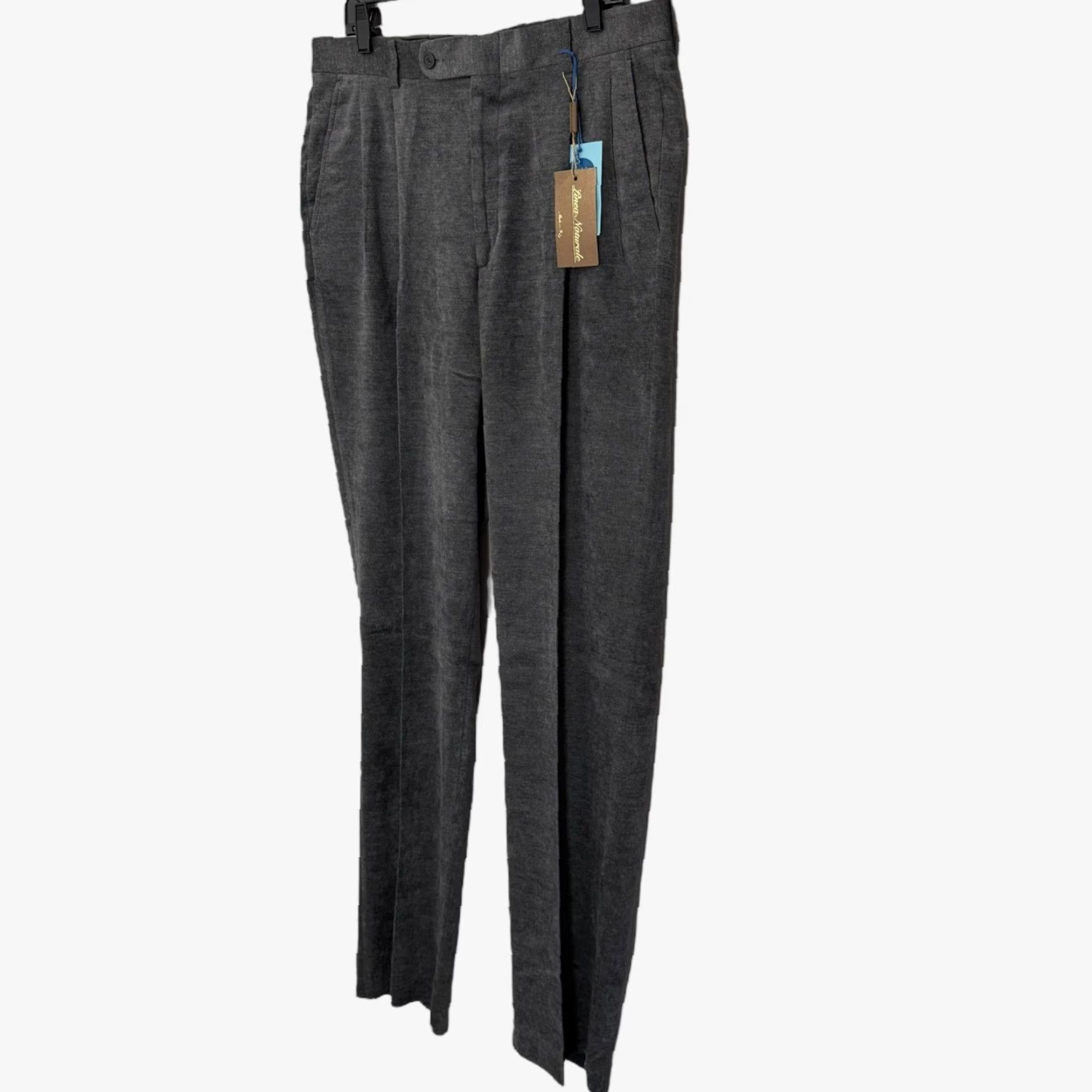 Vintage Linea Naturale Italian Water-Resistant Pleated Dress Pants Gray 34R Mens Regular Inseam 38in New Fall Spring Winter Size US 34 / EU 50 - 2 Thumbnail
