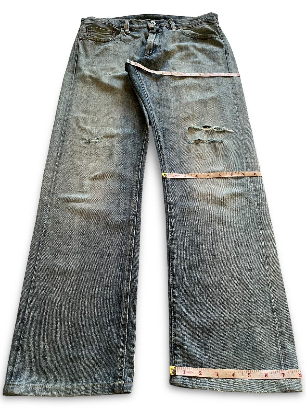 Japanese Brand × Uniqlo Vintage Uniqlo Selvedge Ripped Distressed Loose Jeans 33x31 Size US 33 - 13 Thumbnail