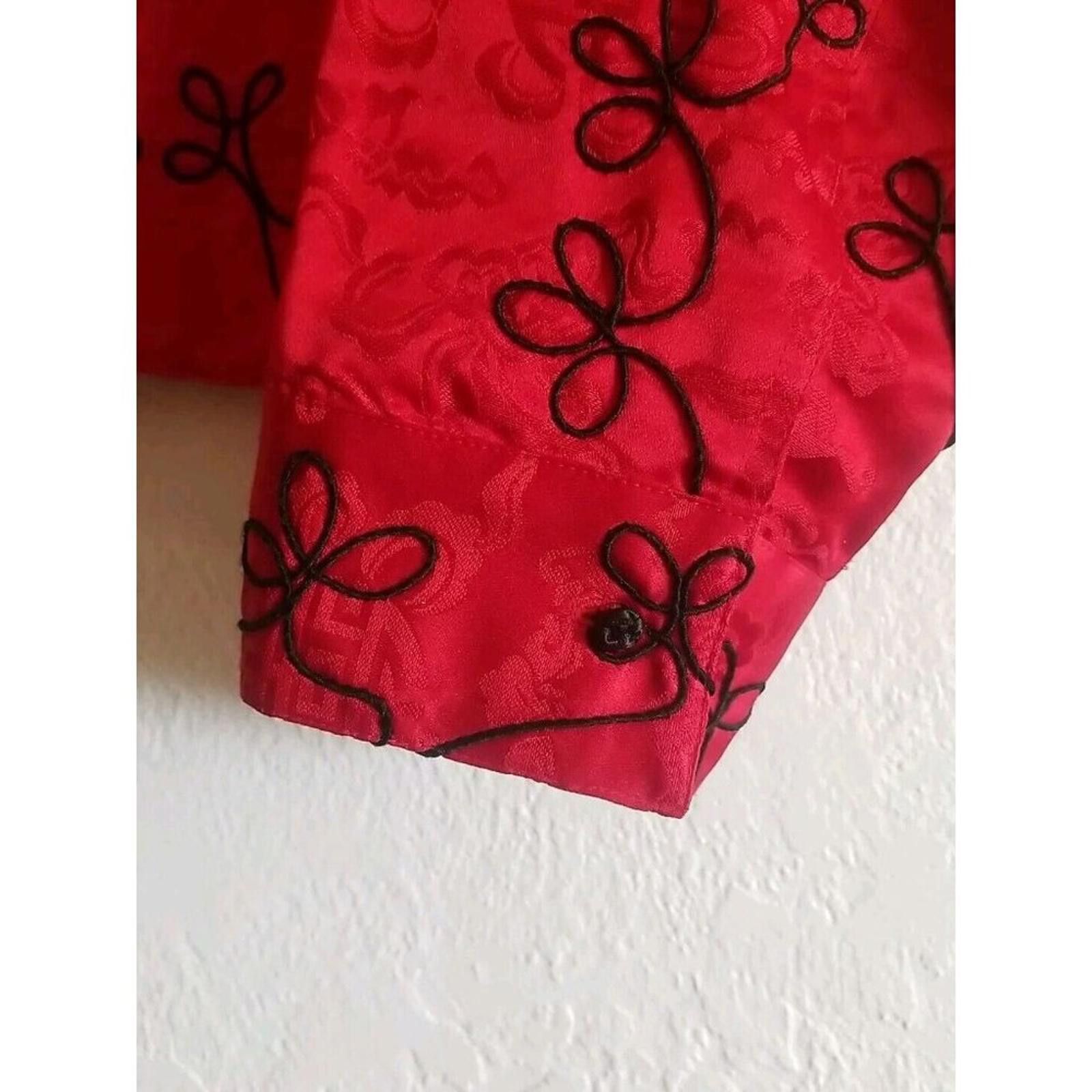 Other Chico's Design Silk Embroidered Jacket Womens sz 3 Large Red Size L / US 10 / IT 46 - 5 Thumbnail