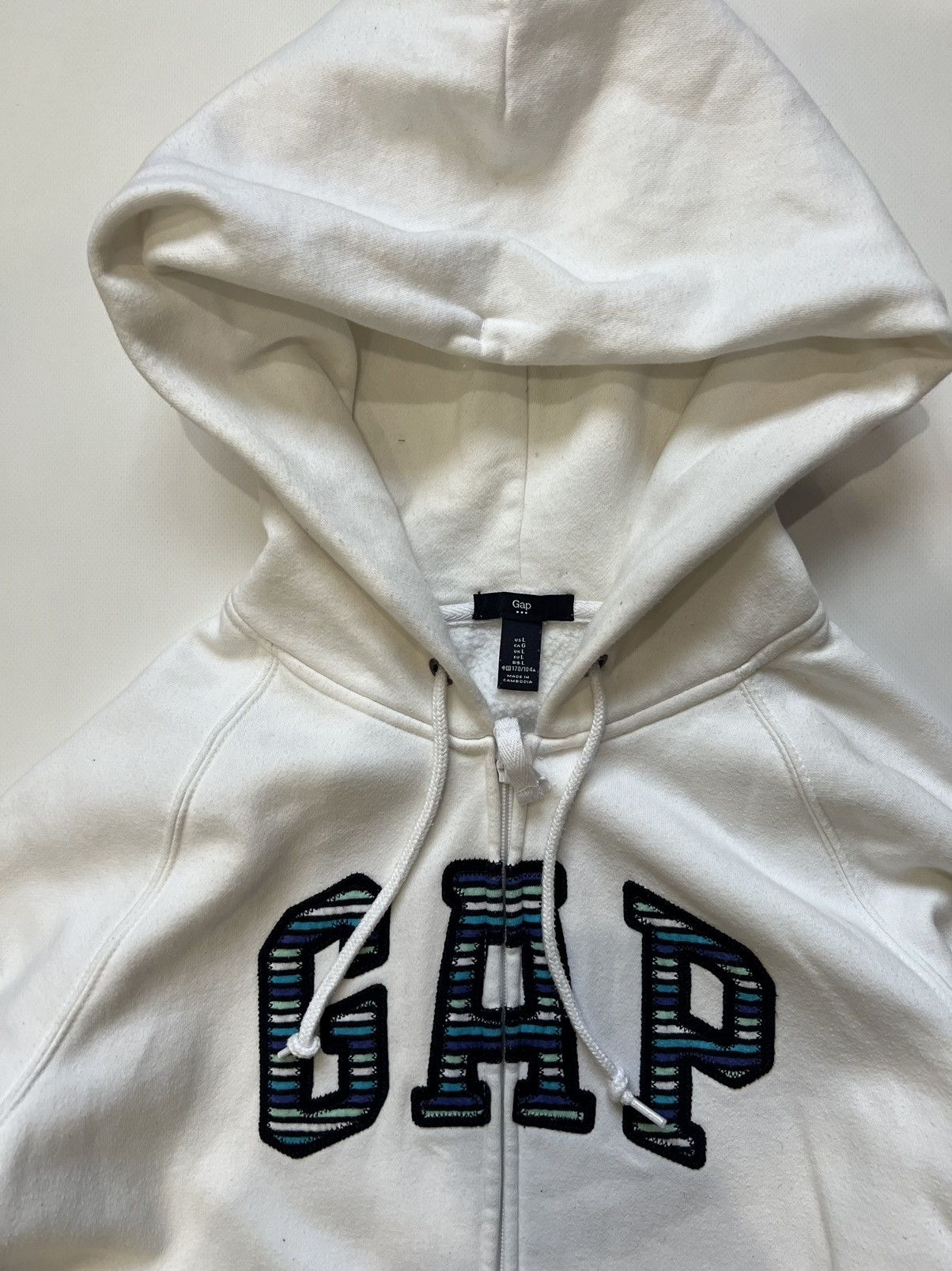 Gap Vintage 90's Gap Usa Gray Fleece Logo Zip Hoodie Y2K Style Size L / US 10 / IT 46 - 2 Thumbnail