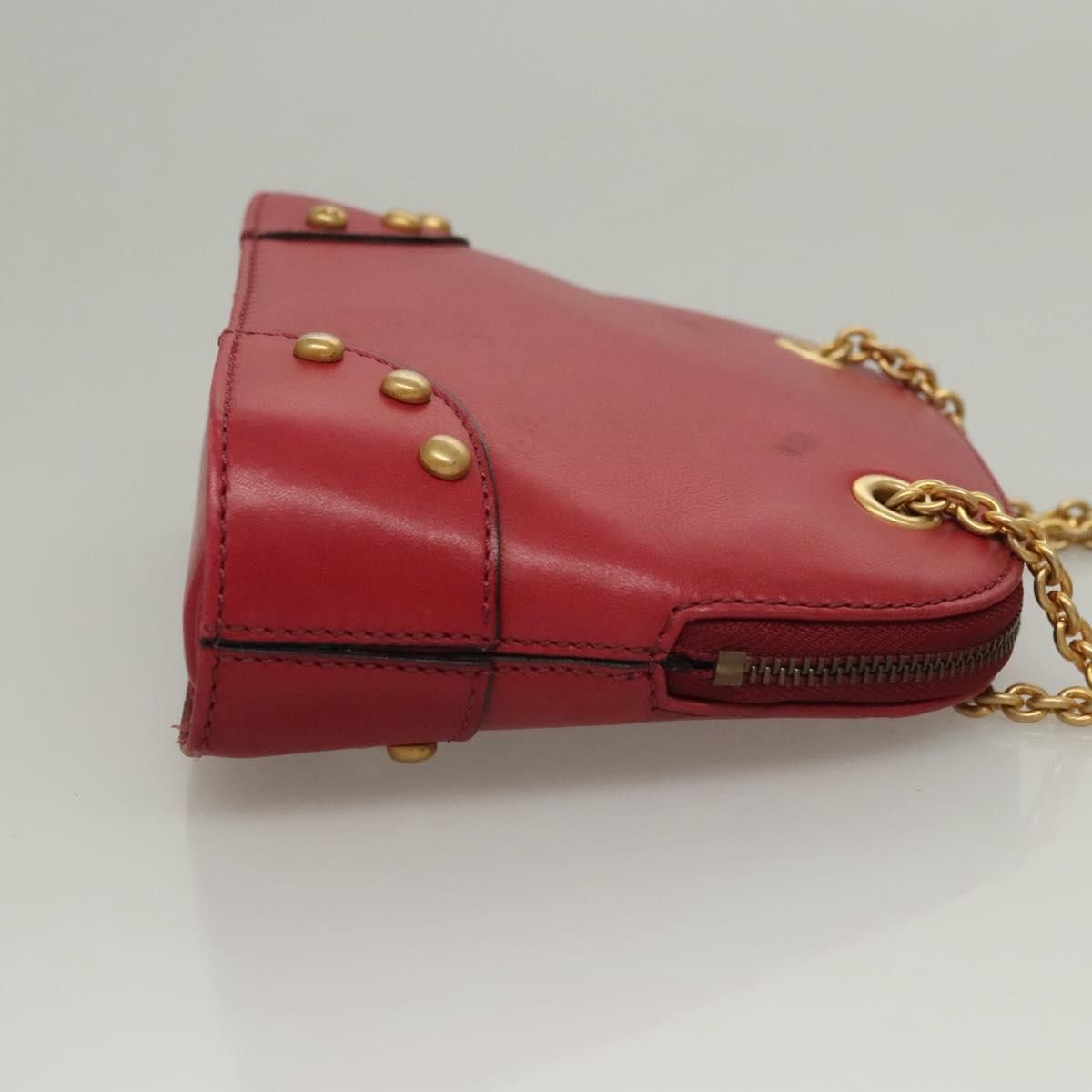 Celine CELINE Chain Shoulder Bag Leather Red Gold Size ONE SIZE - 4 Thumbnail