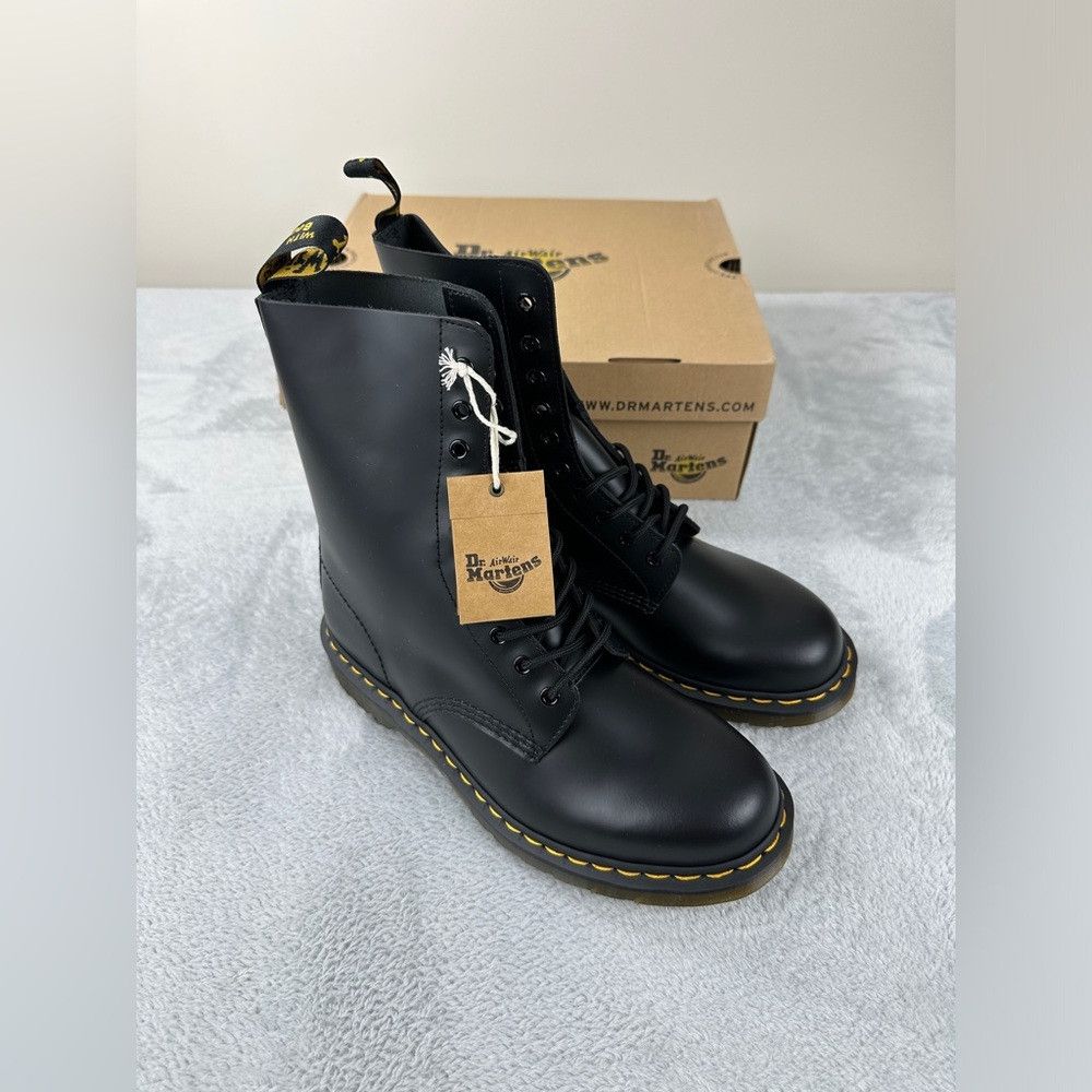 Dr. Martens Dr Martens NWT 1490 Smooth Black Leather Mid Calf Boots 8 U Size US 10 / IT 40 - 3 Thumbnail