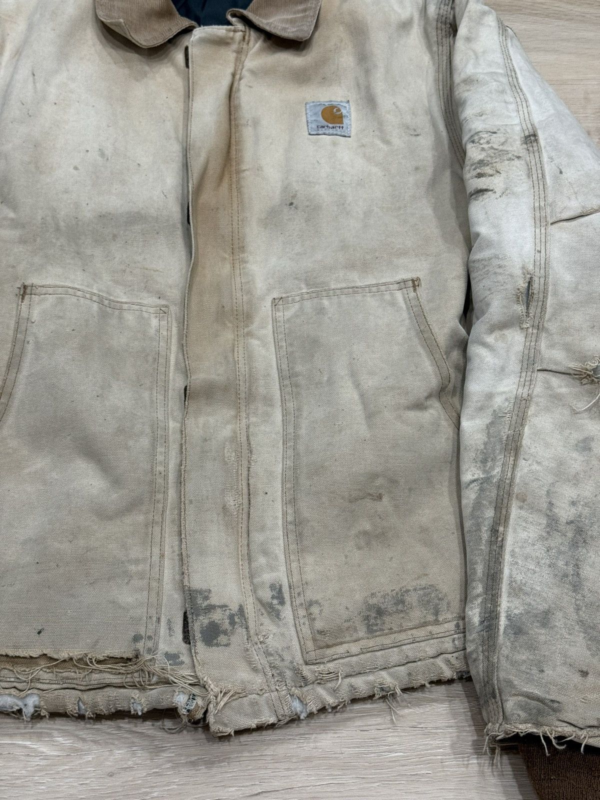 Carhartt Vintage 80s Carhartt Detroit Style Jacket (Thrashed) Size US L / EU 52-54 / 3 - 4 Thumbnail