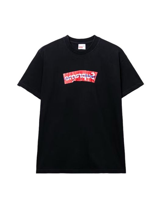 Supreme black cheap tee box logo