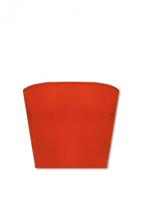 Saint Laurent Paris o1s1wg111124 Ribbed Crop Top in Orange Size XL / US 12-14 / IT 48-50 - 1 Thumbnail