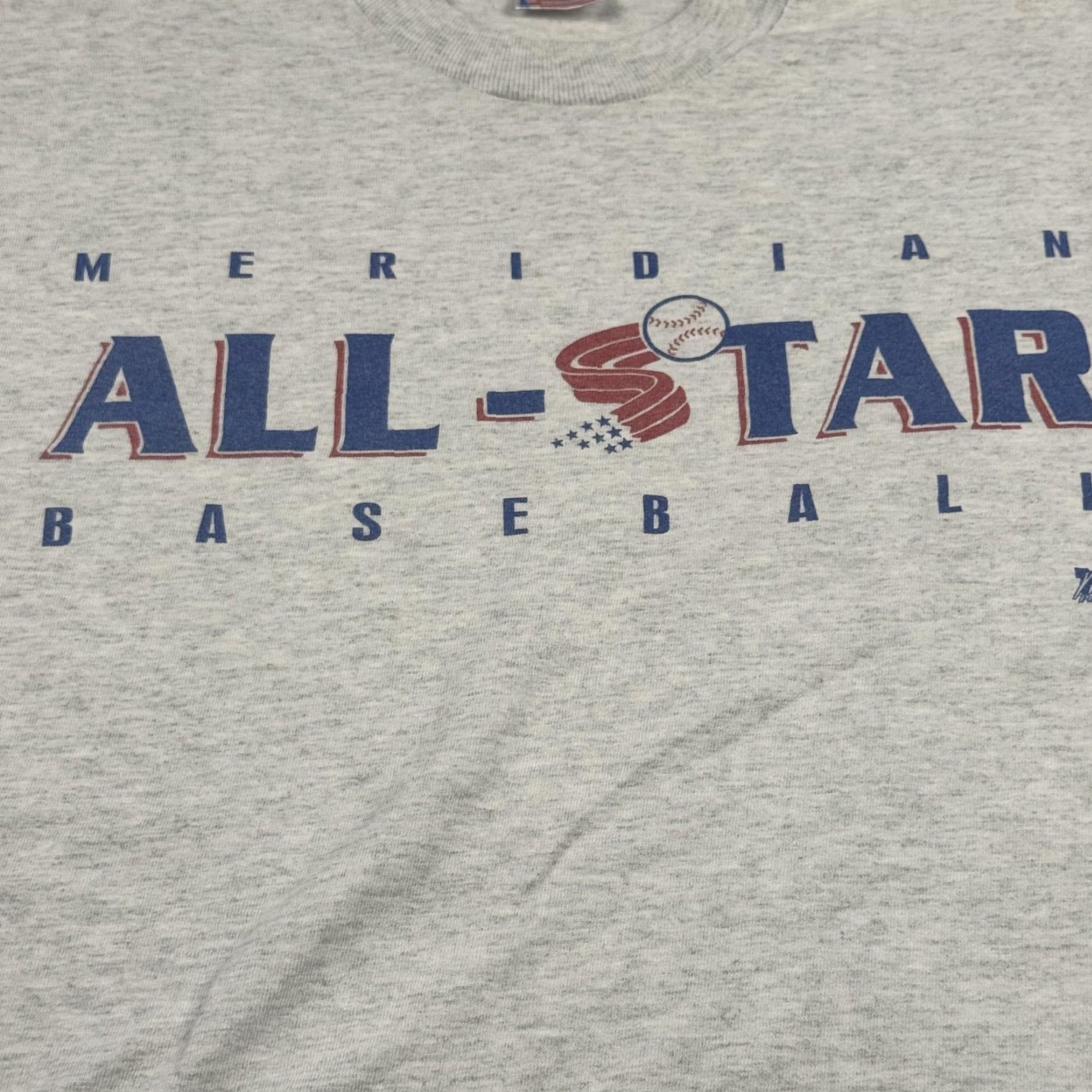 Fruit Of The Loom VINTAGE Meridian All-Star Baseball Shirt Mens Large Heather Gray Made in USA 90s Size US XL / EU 56 / 4 - 2 Thumbnail