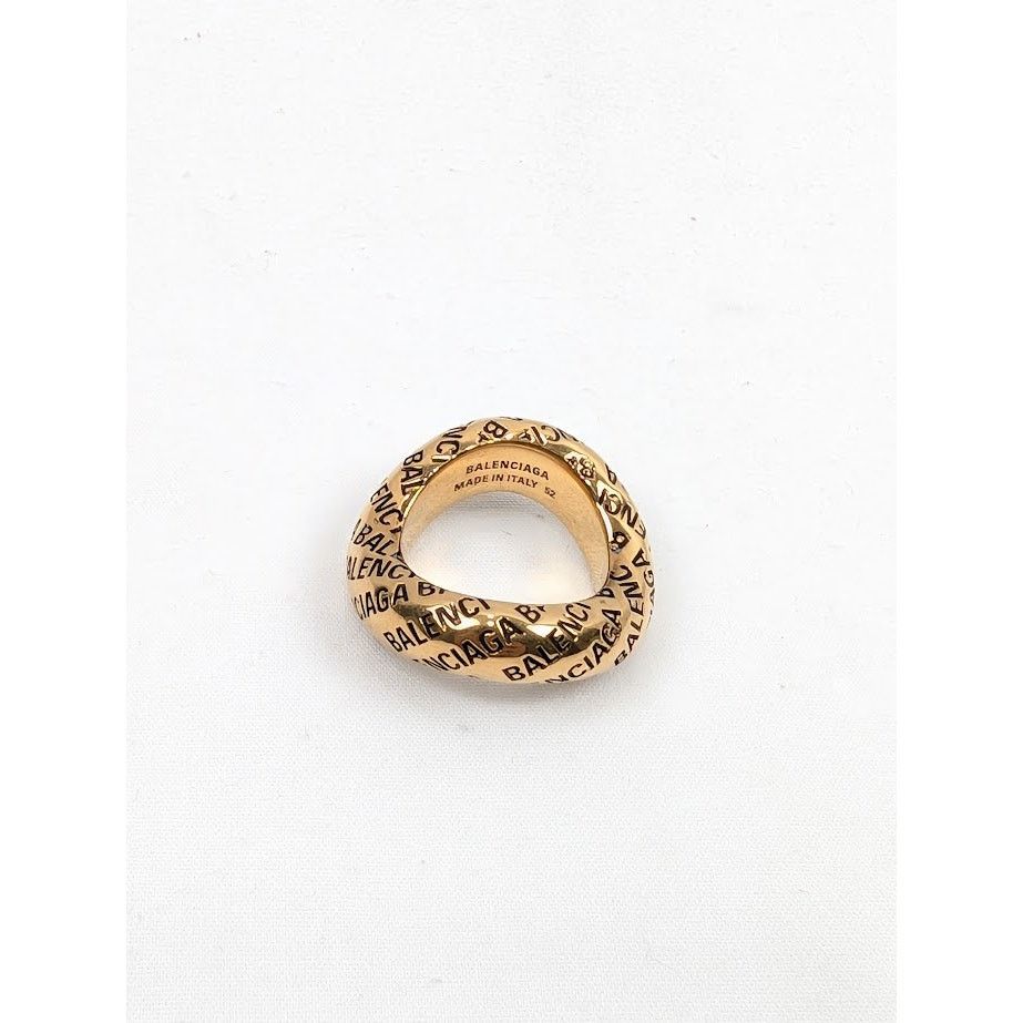 Balenciaga o1rshd1 Size: 52 / DUP / Brass Logo Ring in Antique Gold Size ONE SIZE - 2 Thumbnail