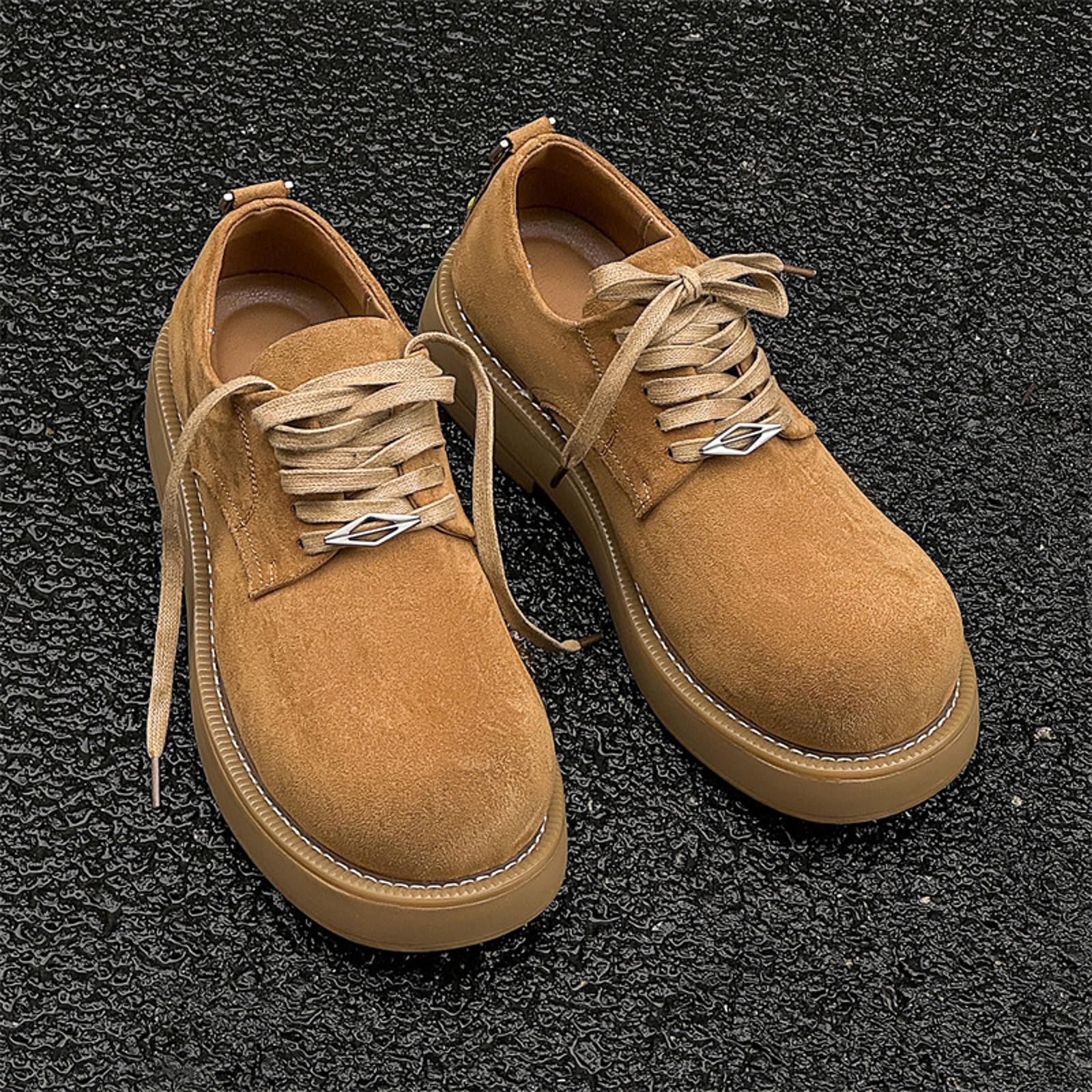 Vintage Round Toe Suede Lace-Up Shoes - Casual Comfort Size US 11 / EU 44 - 3 Thumbnail