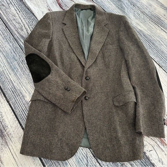 Vintage Vintage Ejoven Wool Men's Textured Blazer With Suede Elbow P Size 42R - 3 Thumbnail