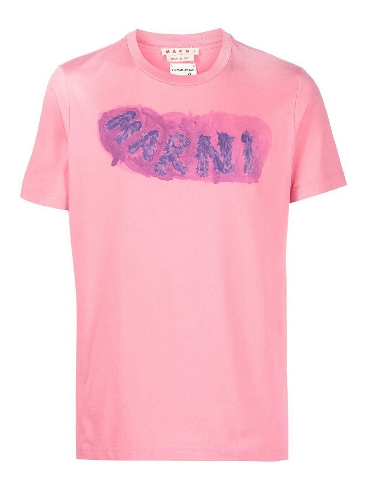 Marni o1y0225 Logo Crewneck T-Shirt in Pink Size US M / EU 48-50 / 2 - 1 Thumbnail
