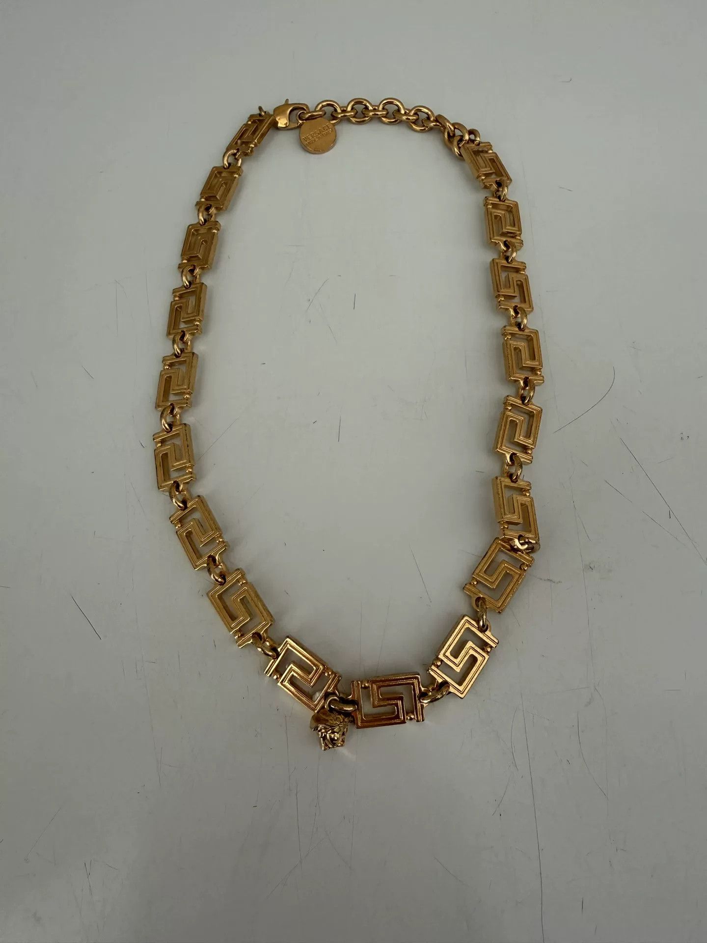 Versace Versace Gold Medusa Greek Key Necklace Size ONE SIZE - 1 Thumbnail