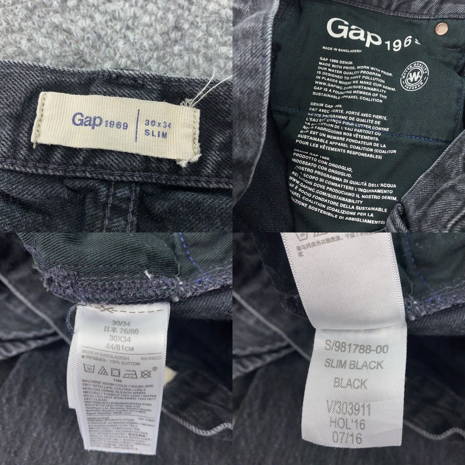 Gap VINTAGE GAP 1969 Jeans Mens 30x34 Blue Denim Slim Fit 5-Pocket 100% Cotton 1960s Mens Size US 30 / EU 46 - 8 Thumbnail