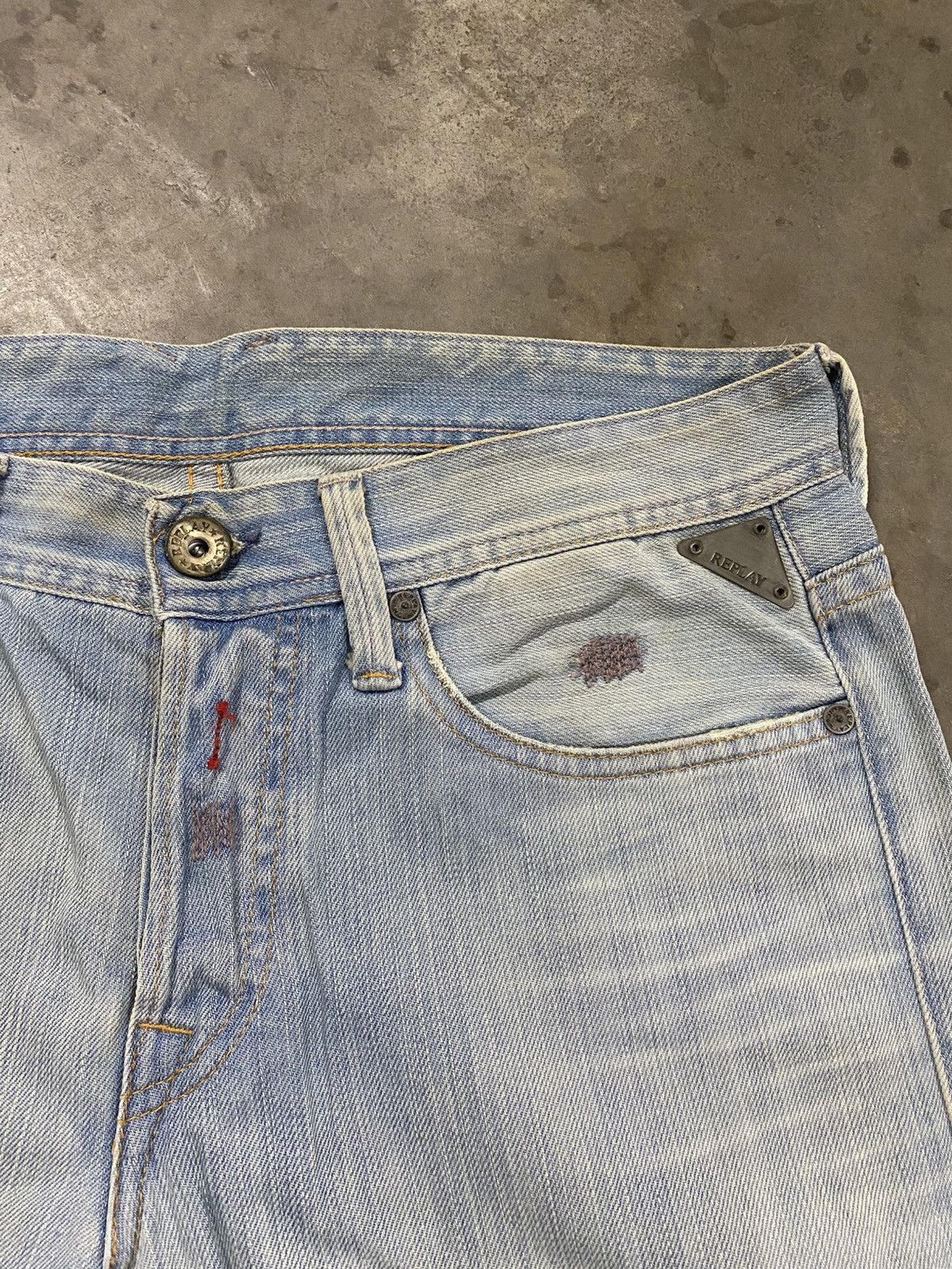 Tornado Mart Vintage Replay Slim Fit Distressed Denim Wash Blue @315 Size US 32 / EU 48 - 10 Thumbnail