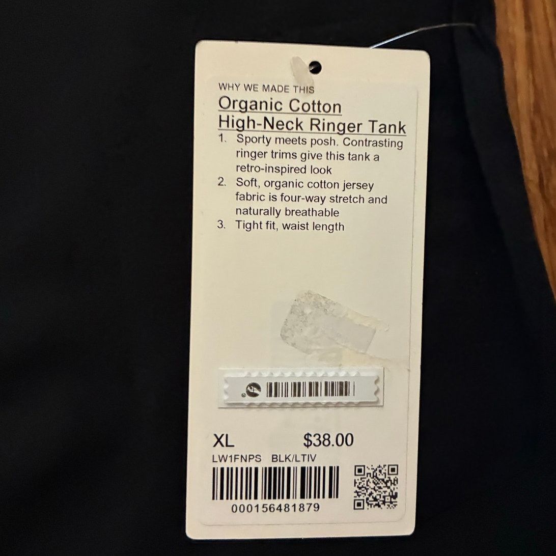 Lululemon Lululemon Organic Cotton High-Neck Ringer Tank Top Black XL Size XL / US 12-14 / IT 48-50 - 5 Thumbnail
