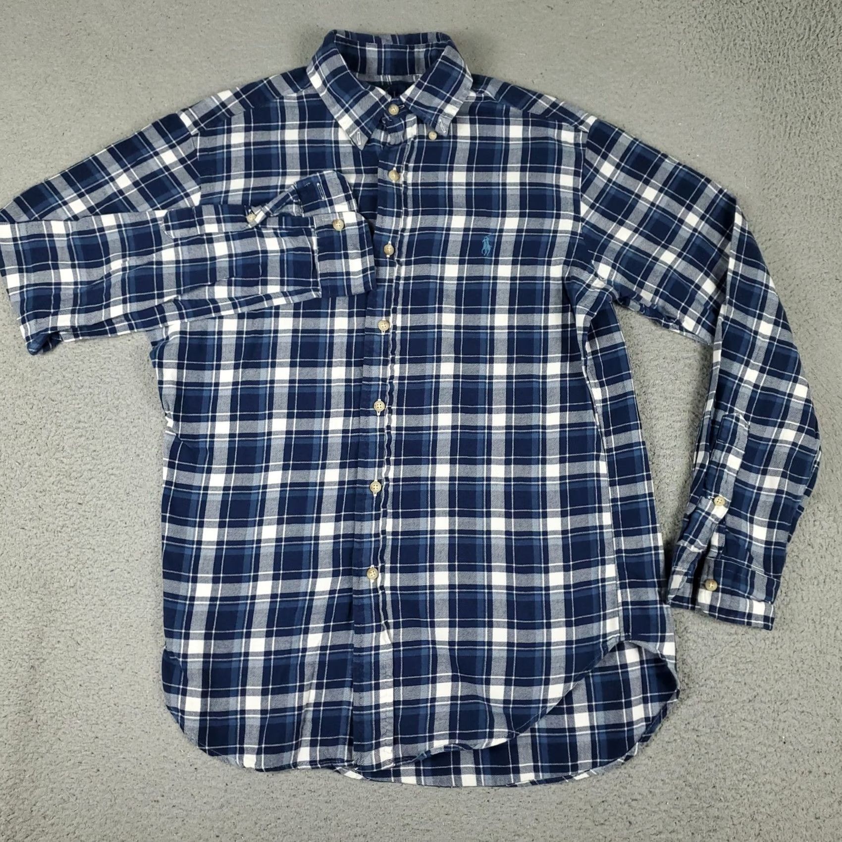 Ralph Lauren Ralph Lauren Shirt Mens Small Blue Knit Plaid Pony Casual Button Up Long Sleeve Size US S / EU 44-46 / 1 - 3 Thumbnail
