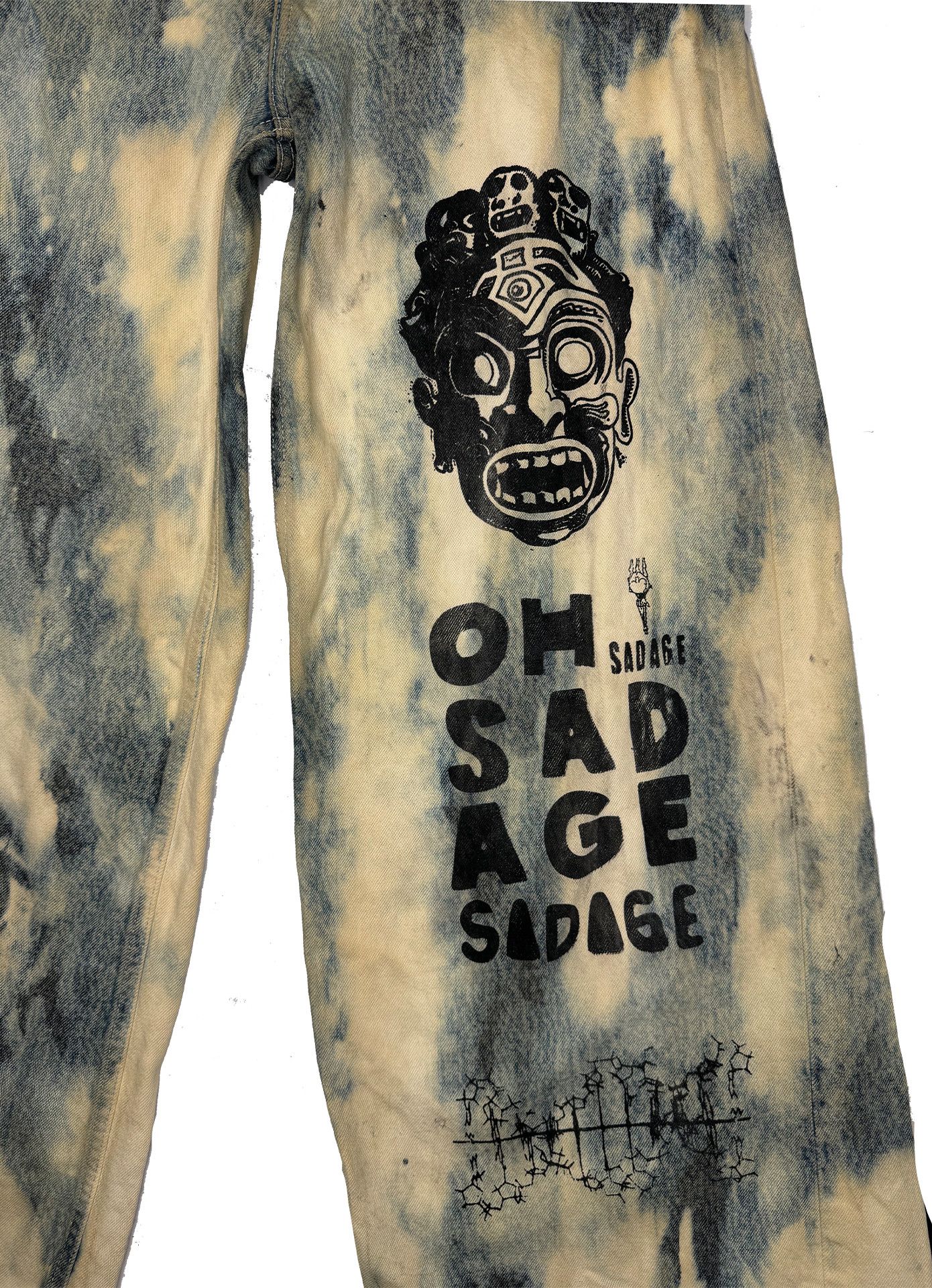 Other Reworked Bleached Denim Jeans Size US 32 / EU 48 - 3 Thumbnail