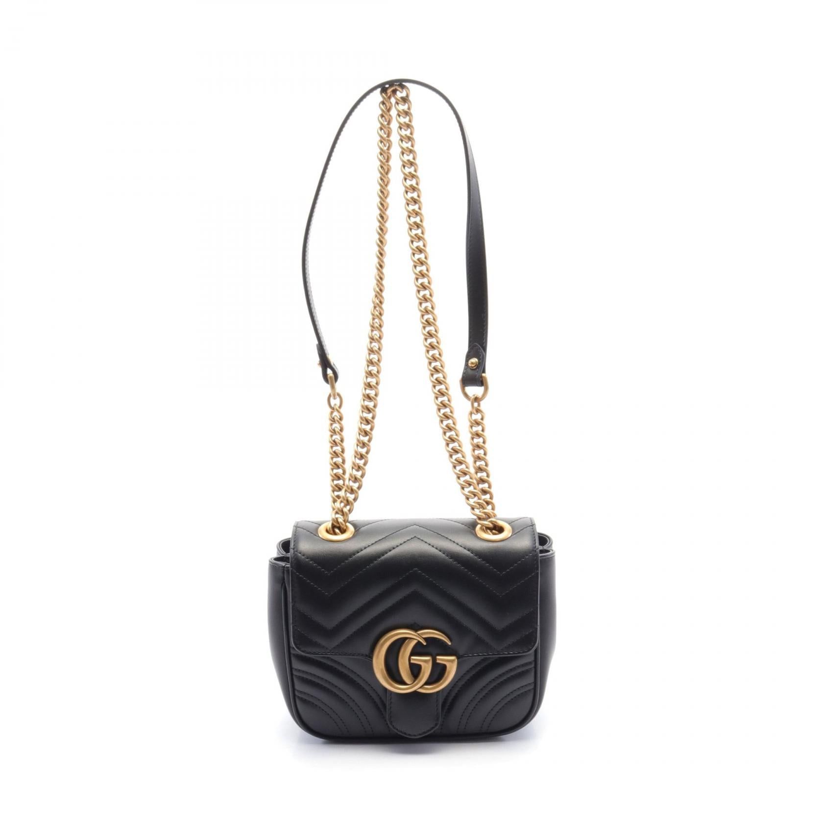 Gucci Gucci Gg Marmont Quilting Mini Shoulder Bag Leather Black Size ONE SIZE - 1 Thumbnail