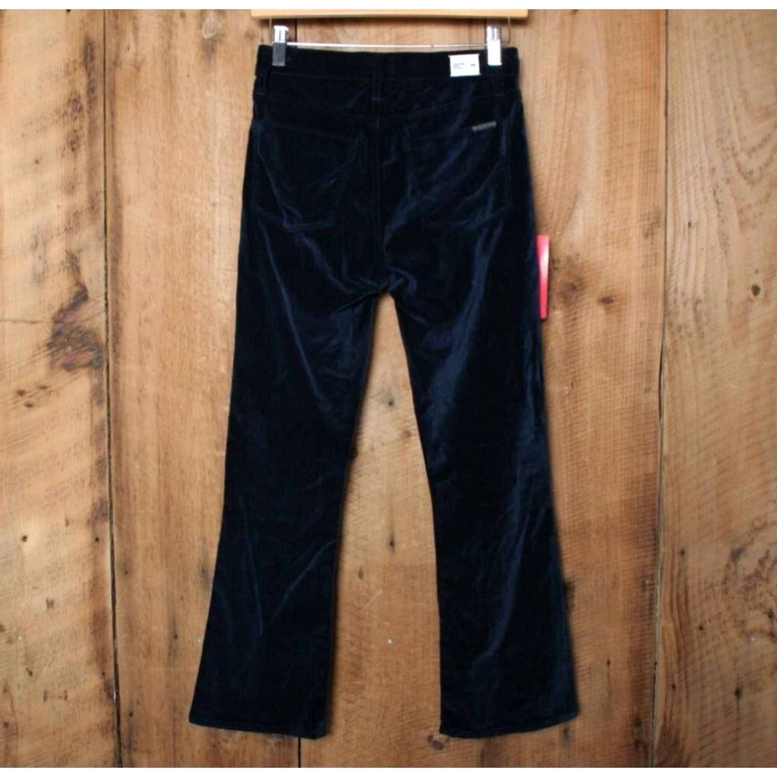 Hudson HUDSON Brix Blue Velvet High Rise Cropped Flare Leg Pants Sz 28 Women Cotton Blend Velvet Silk Look Pants Size 28" / US 6 / IT 42 - 2 Thumbnail