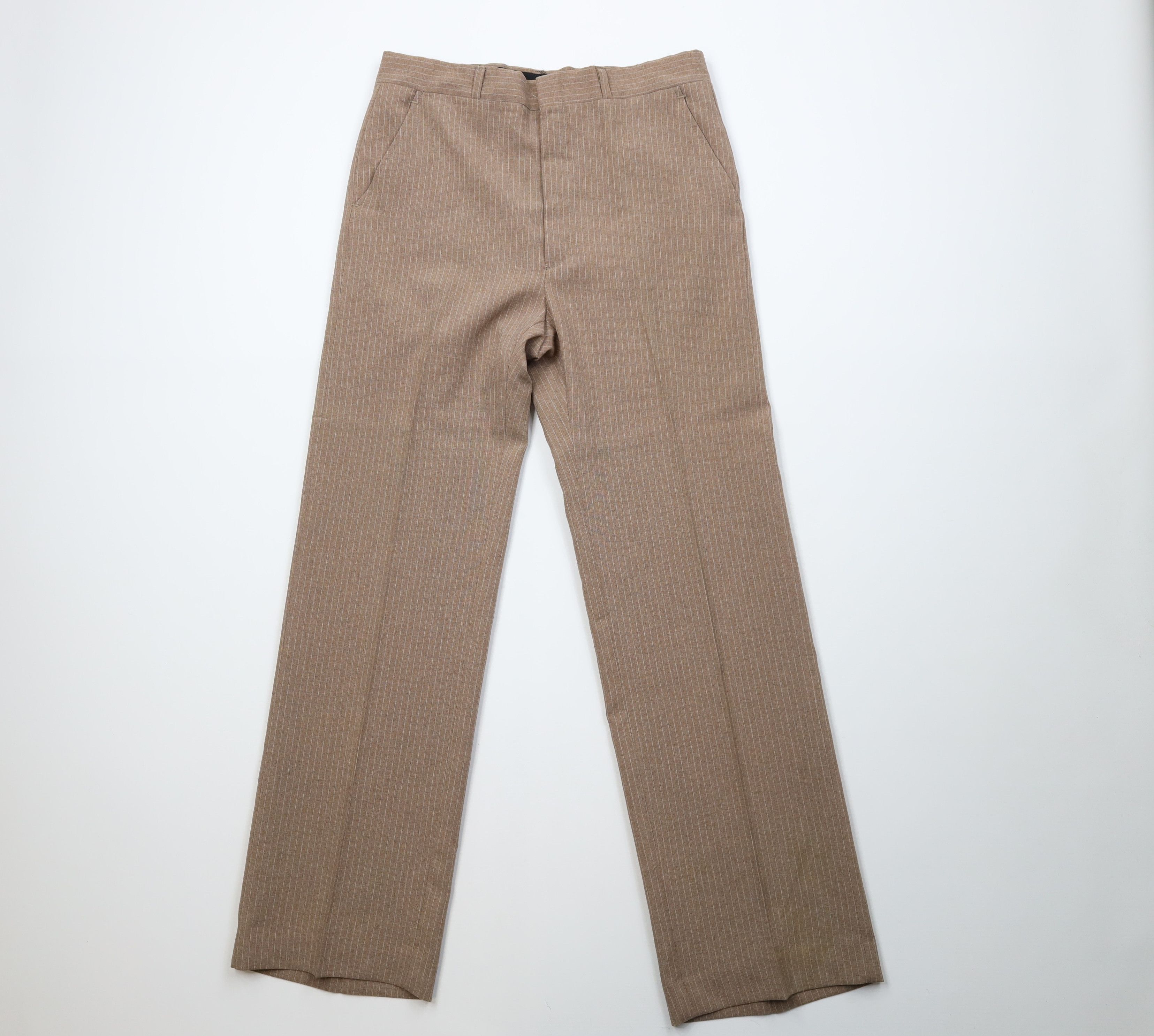 Vintage Vintage 70s Streetwear Knit Wide Leg Chino Pants Beige USA Size US 34 / EU 50 - 1 Thumbnail