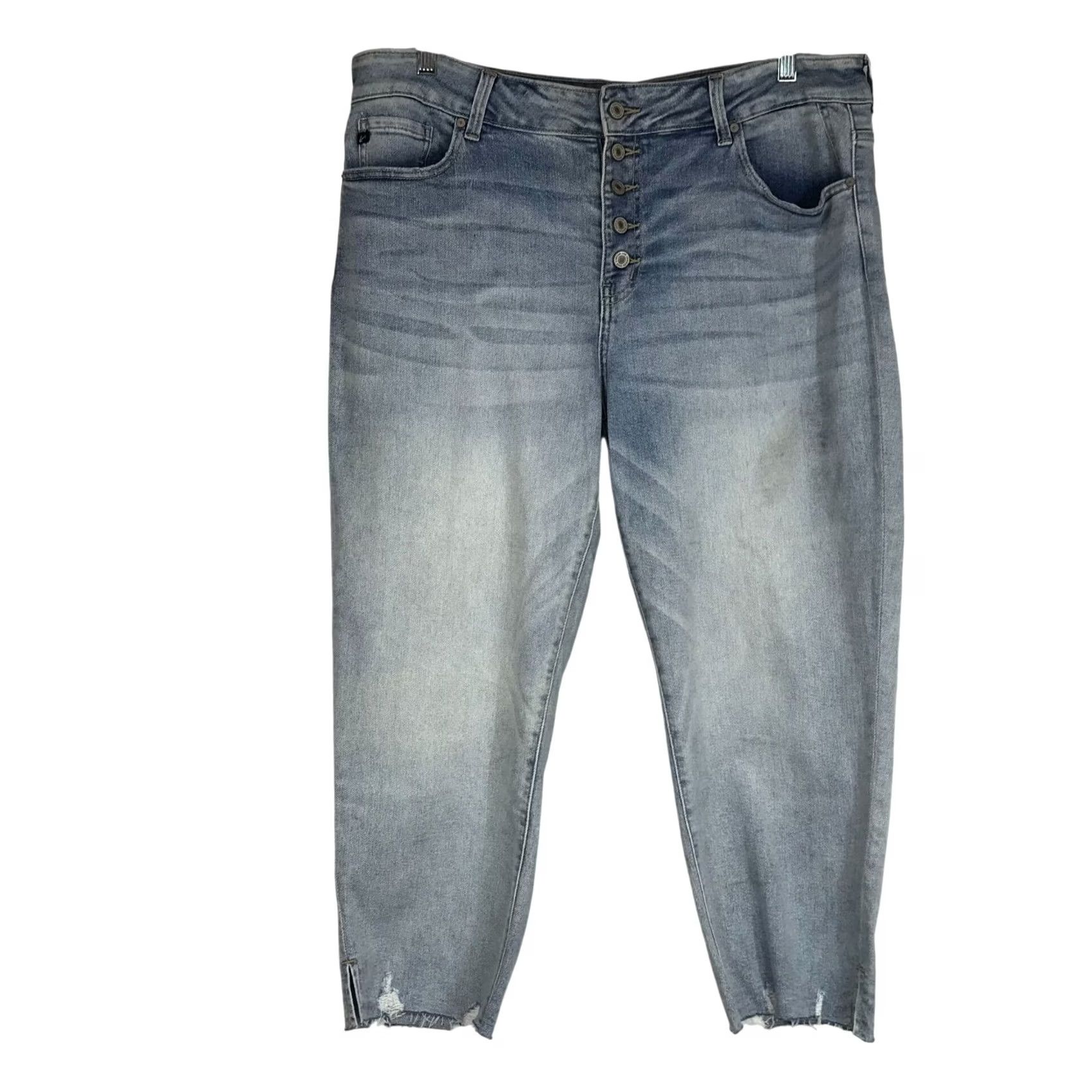 Vintage KANCAN BLUE DENIM JEANS COTTON BLEND BUTTON FRAYED HEM 18 WOMEN'S Size 40" / US 18 - 2 Thumbnail