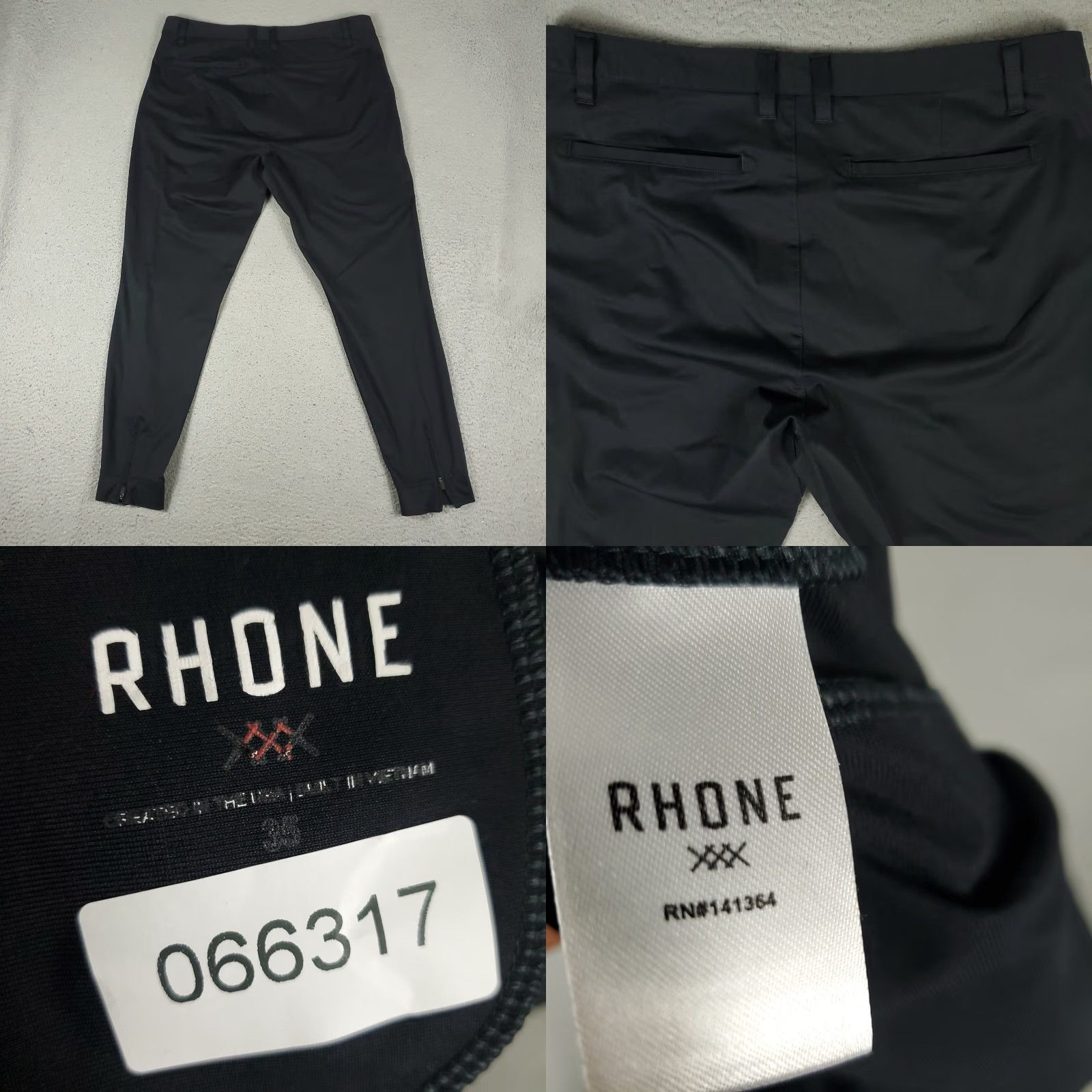 Rhone Rhone Pants Mens 35x29 Black Commuter Ankle Zip Tapered Joggers Trousers Size US 35 - 8 Thumbnail