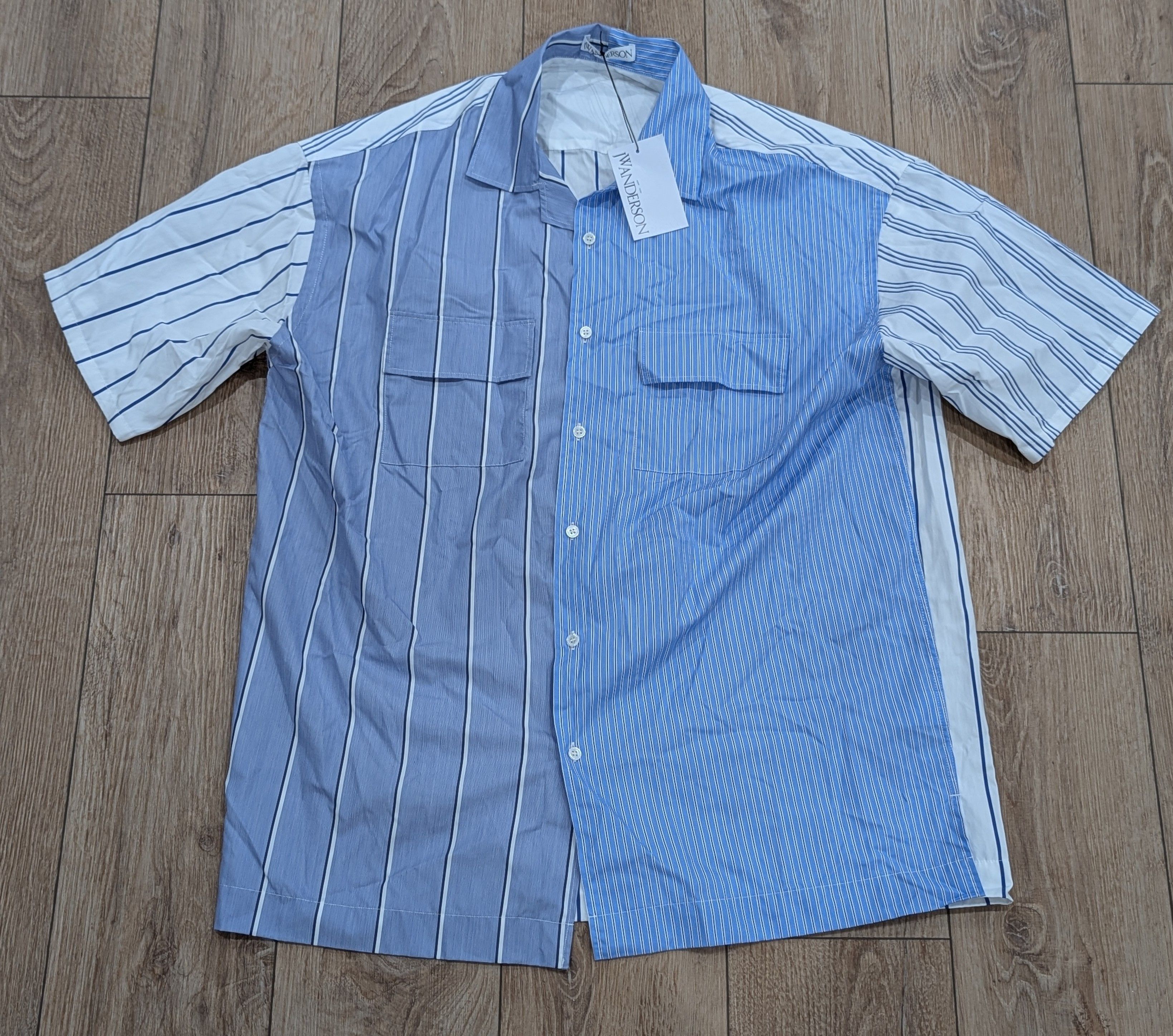 JW Anderson JW Anderson Mixed Stripe SS Button Up Shirt Light Blue 52 Size US L / EU 52-54 / 3 - 1 Thumbnail