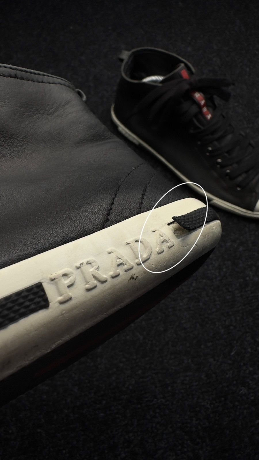 Prada Prada Red Tab Leather High Top Sneakers Size 8.5 EU 41 Black Size US 8.5 / EU 41-42 - 9 Thumbnail
