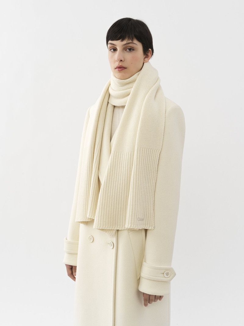 Chloe o1loc1c11125 Size: OS / Ribbed Knit Scarf in White Size ONE SIZE - 2 Thumbnail