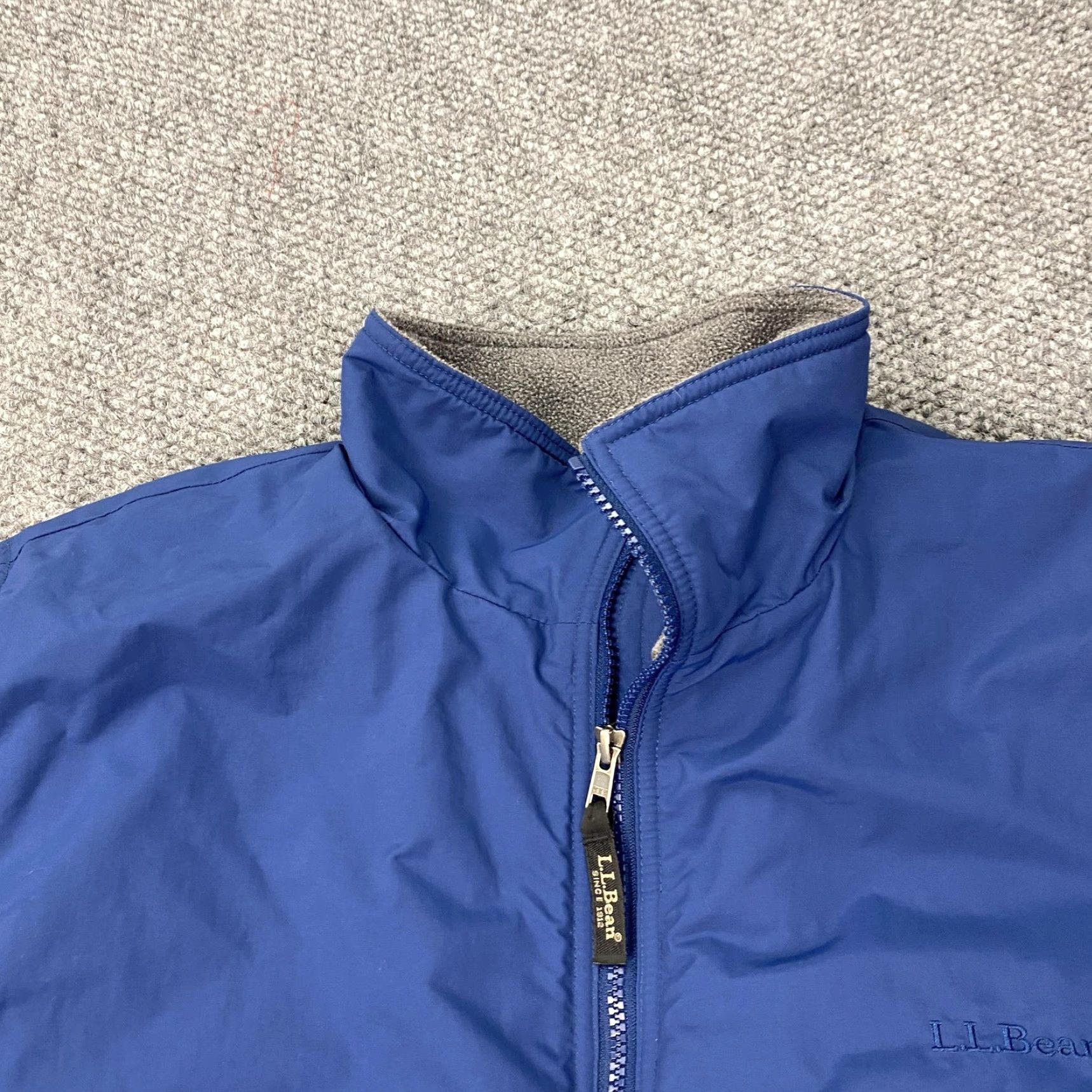Vintage LL Bean Jacket Mens XL Blue Fleece Lined Nylon Bomber Zip Pockets Ribbed Hem Size US XL / EU 56 / 4 - 2 Thumbnail