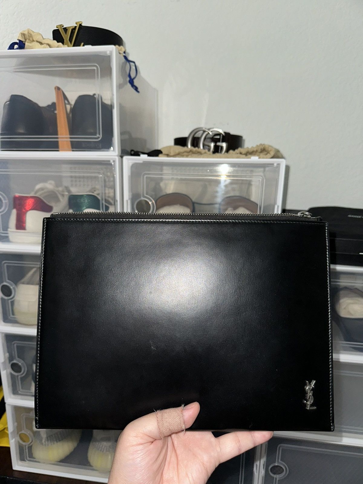 Saint Laurent Paris × Yves Saint Laurent Saint Laurent Matte Leather Tiny Monogram Zip Holder Size ONE SIZE - 1 Thumbnail