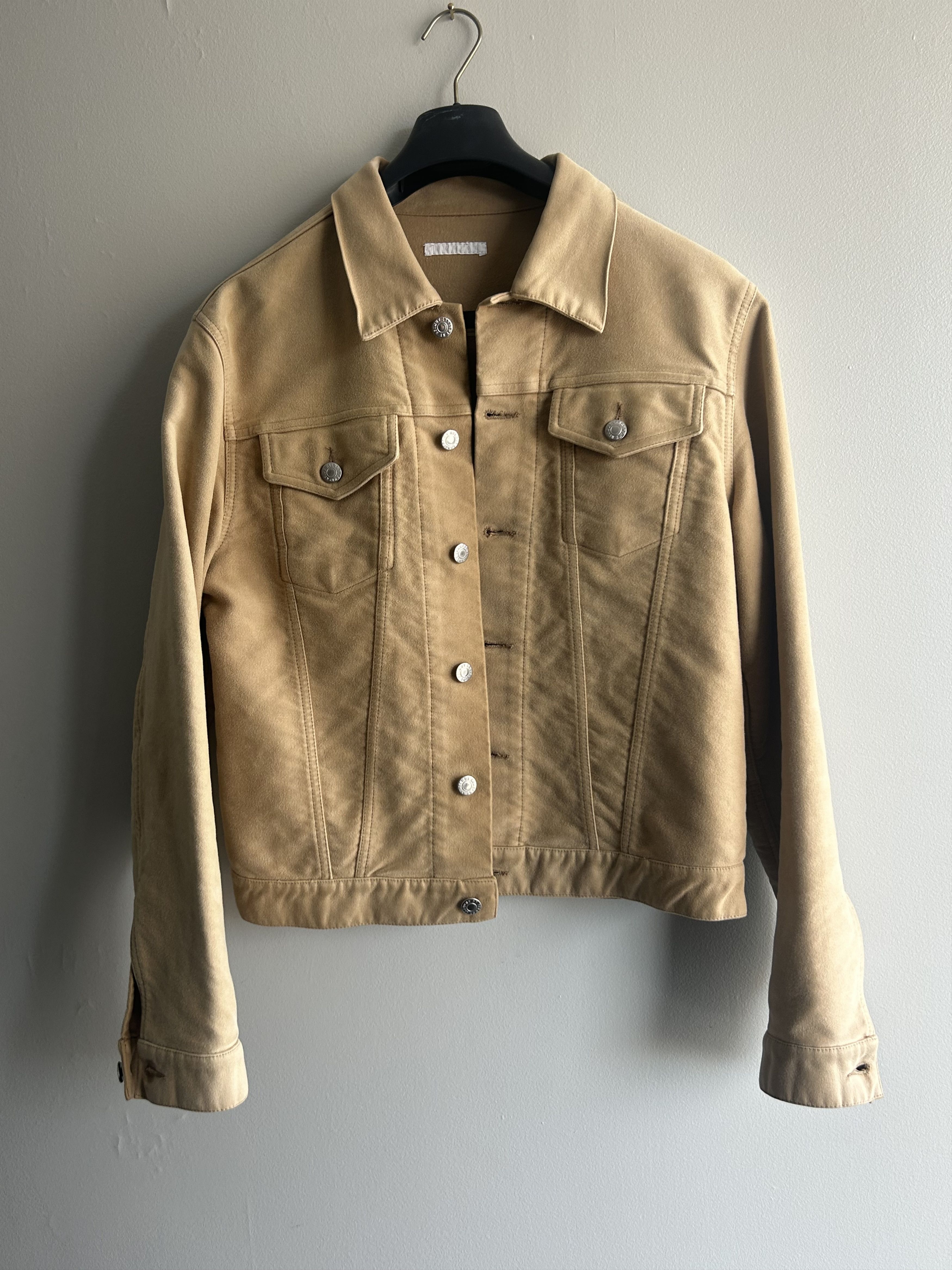 image of Helmut Lang Vintage Cropped Moleskin Jacket in Beige, Men's (Size Medium)