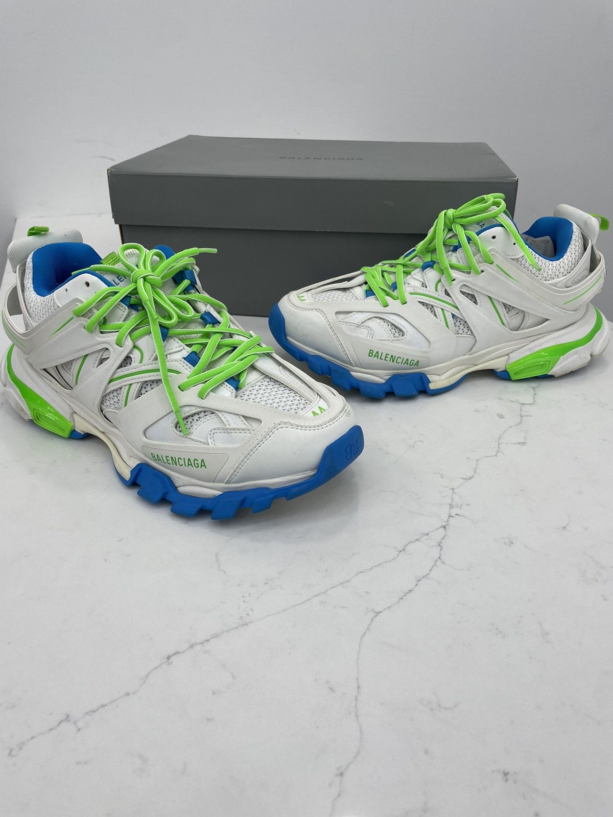 Balenciaga Balenciaga Track Runners White Green&Blue Size US 11 / EU 44 - 1 Thumbnail