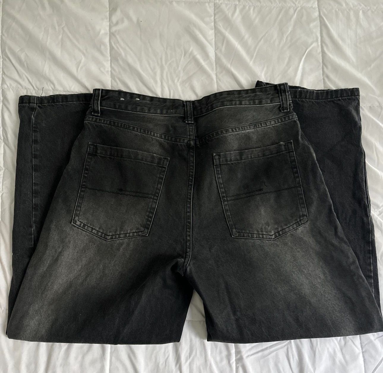 Bershka Bershka Black Washed Wide-Leg Jeans Size 42" / US 20 - 1 Thumbnail