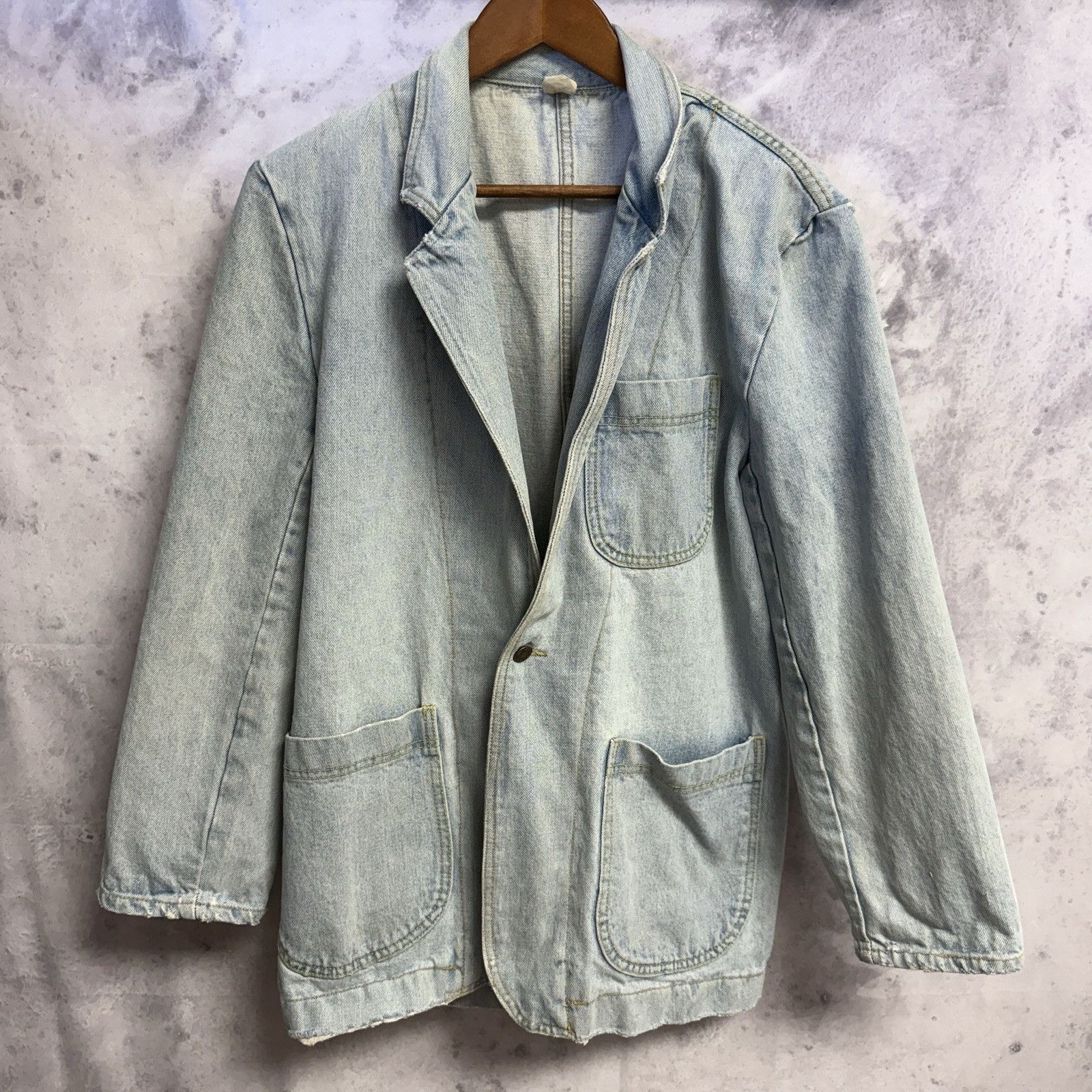 Vintage Vintage 90s Denim Blazer Coat Mens Small One Button Western Size US S / EU 44-46 / 1 - 1 Thumbnail