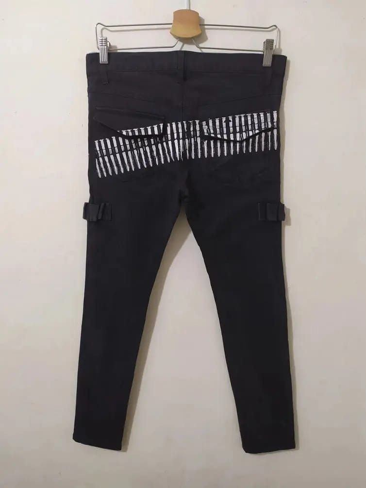 Japanese Brand Skullism Bullet Print Skinny Stretchable Nice Design Pants Size US 29 - 5 Thumbnail