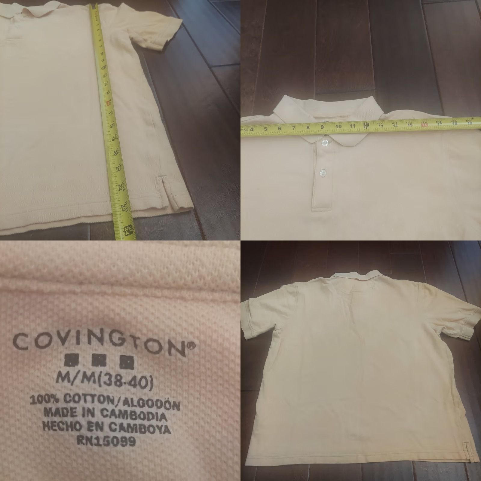 Vintage Covington Polo Shirt Men Beige Short Sleeve - Size M - Regular Fit Size US M / EU 48-50 / 2 - 9 Thumbnail