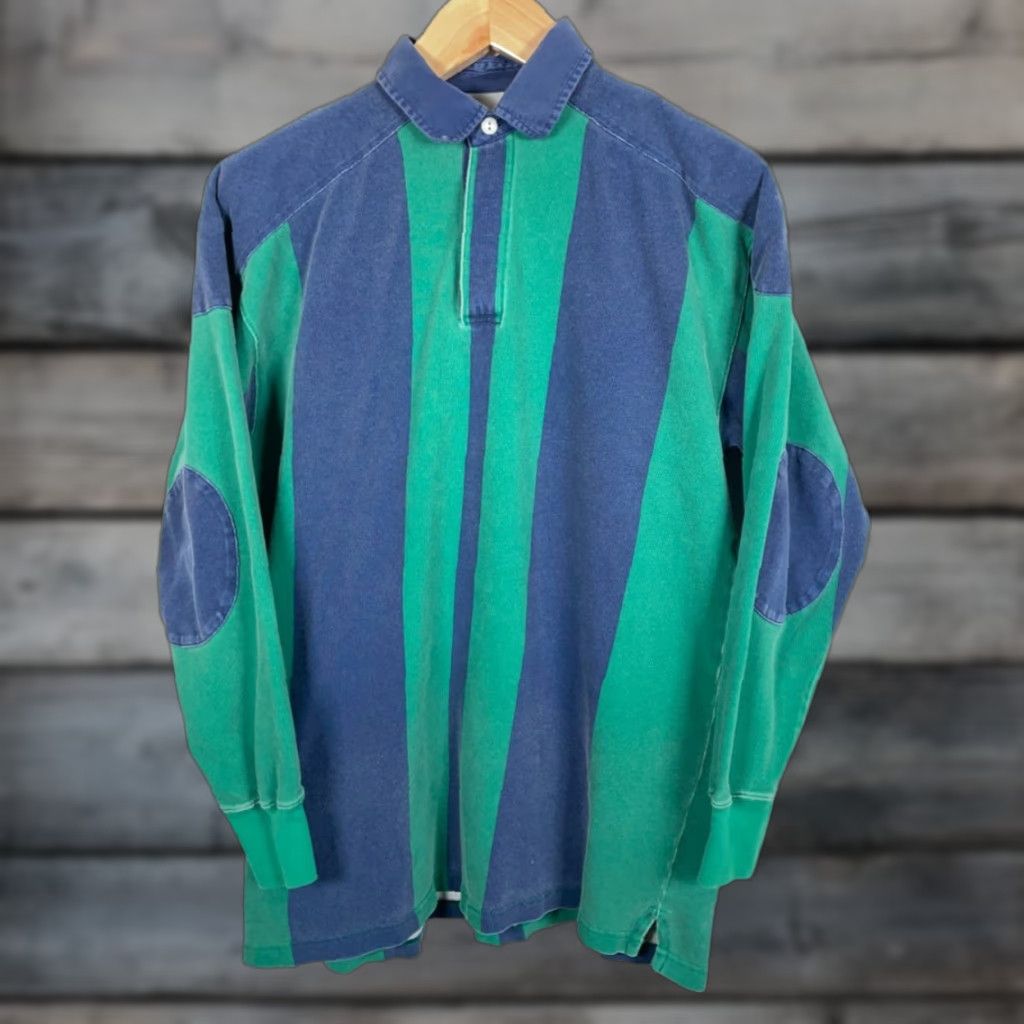 Vintage VINTAGE St. John's Bay Polo Shirt Rugby Shirt Striped Green Blue Long Sleeve Large Tall Men Size US L / EU 52-54 / 3 - 1 Thumbnail
