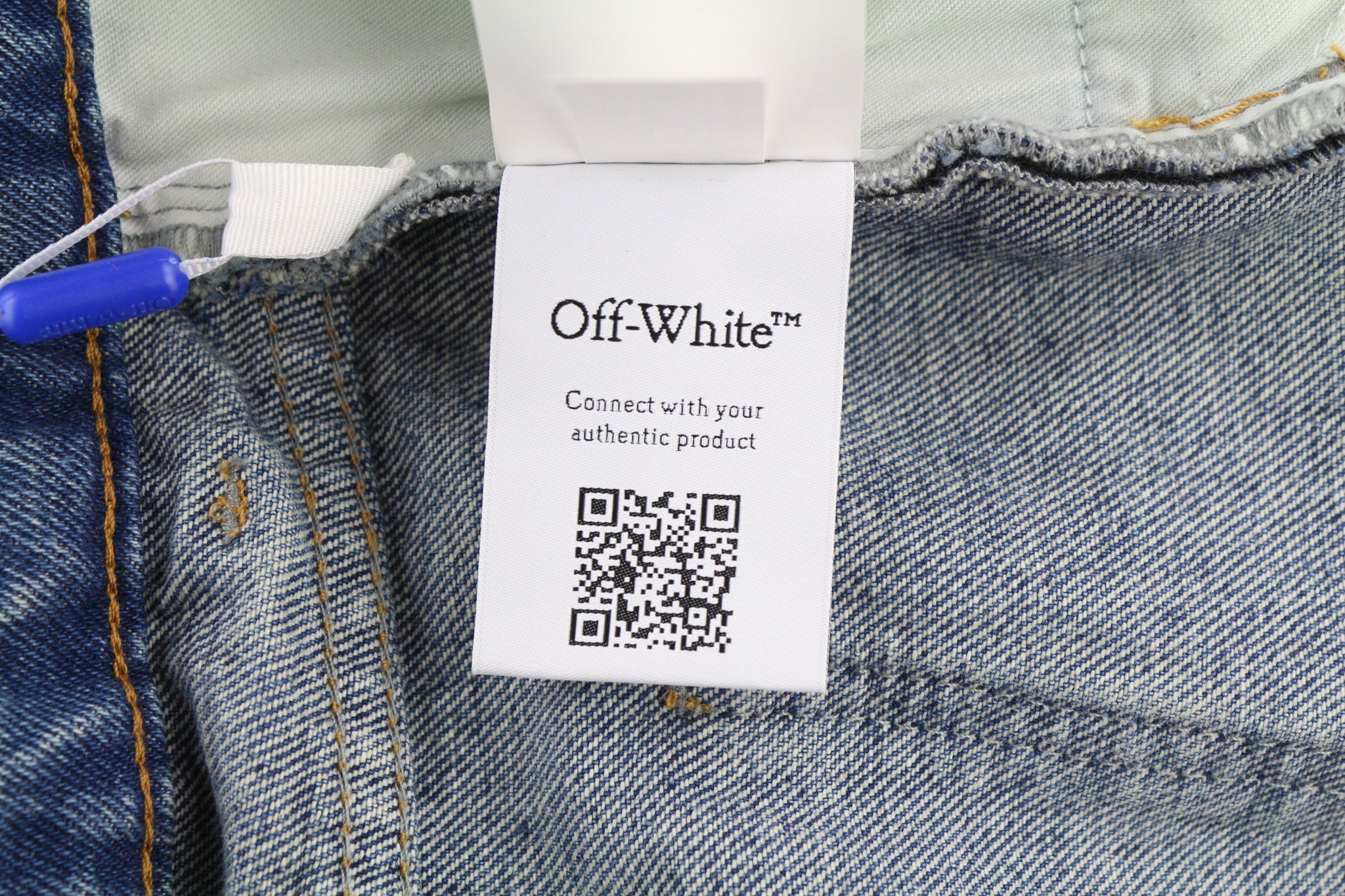 Off-White W29 Slim Flared Washed Zipped Cotton Blue 80243 Size 29" - 10 Thumbnail