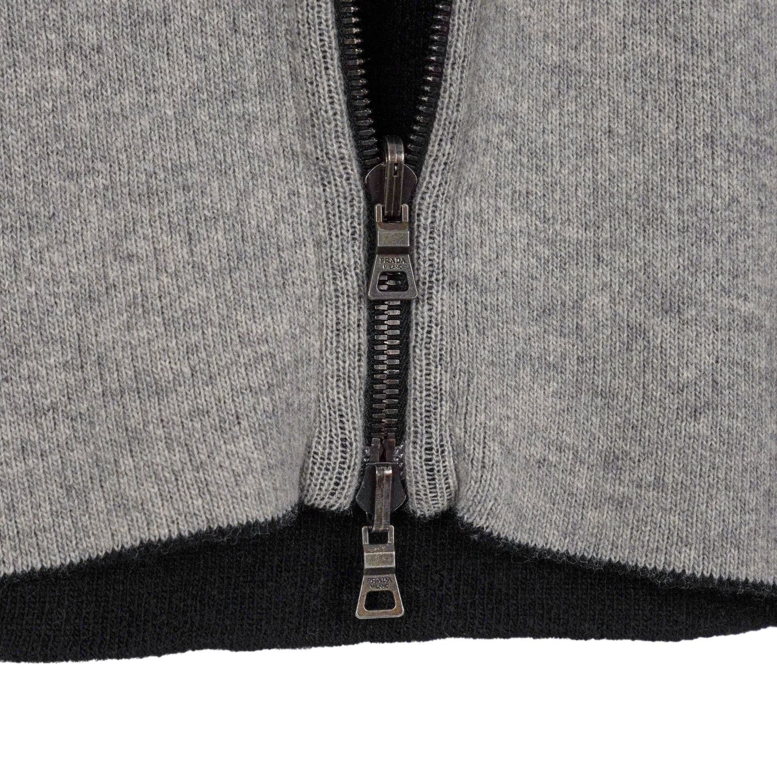 Prada Prada Milano Black Gray Wool Knit Reverse Double Zip Sweater Size US M / EU 48-50 / 2 - 10 Thumbnail
