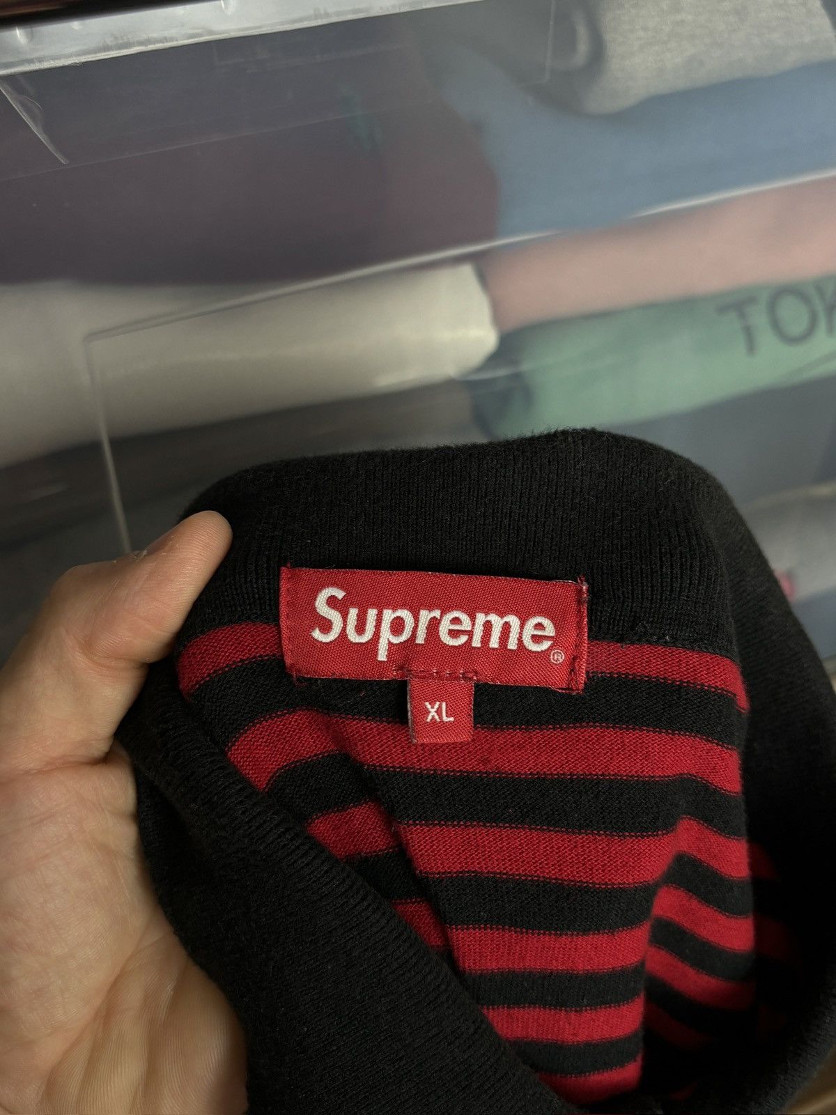 Supreme Supreme Knitted Polo Striped Red Black Kurt Cobain Vibe Size US XL / EU 56 / 4 - 6 Thumbnail