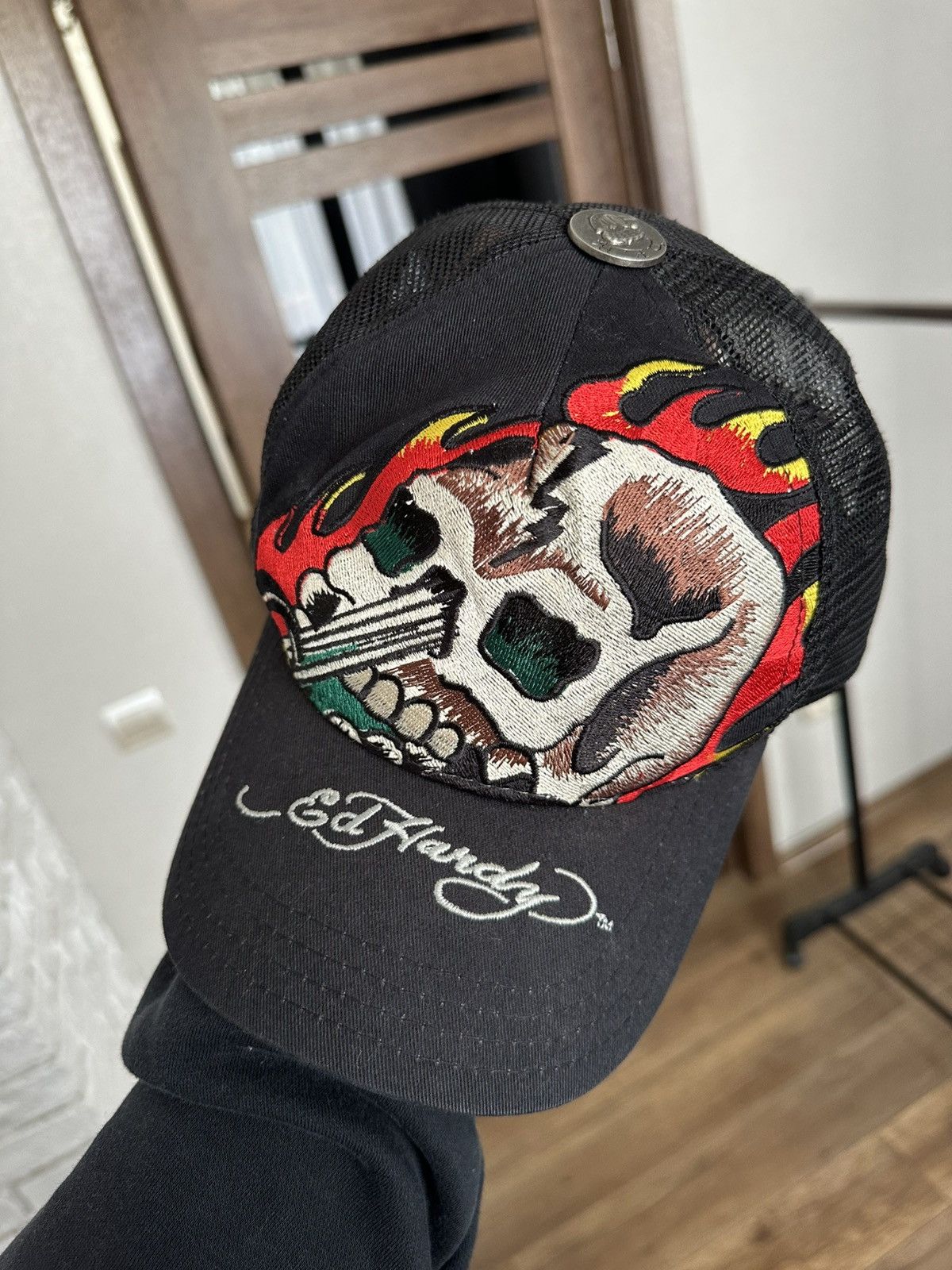 Ed Hardy Ed Hardy Christian Audigier Y2K Cap Hat Vintage Skull Print Size ONE SIZE - 3 Thumbnail