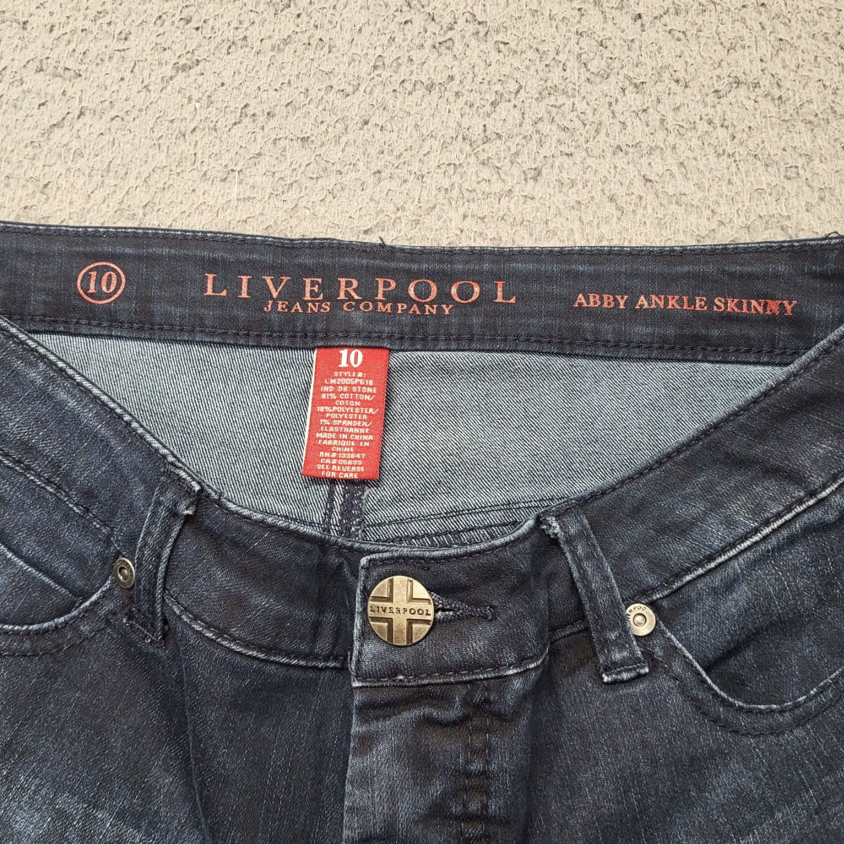 Vintage Liverpool Jeans Women's Size 10 Dark Blue Cheetah Print Abby Ankle Skinny Denim Jeans Shirt? Size 32" / US 10 / IT 46 - 6 Thumbnail